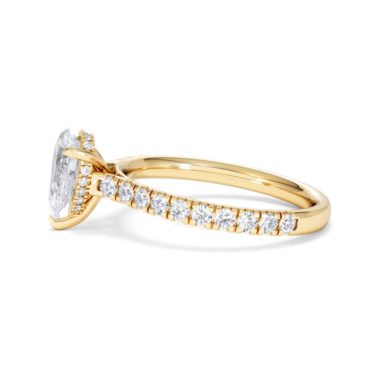 Amora Pear 1.47ct Hidden Halo Lab Diamond Engagement Ring With Side Stones Set in 18K Gold - Image 70