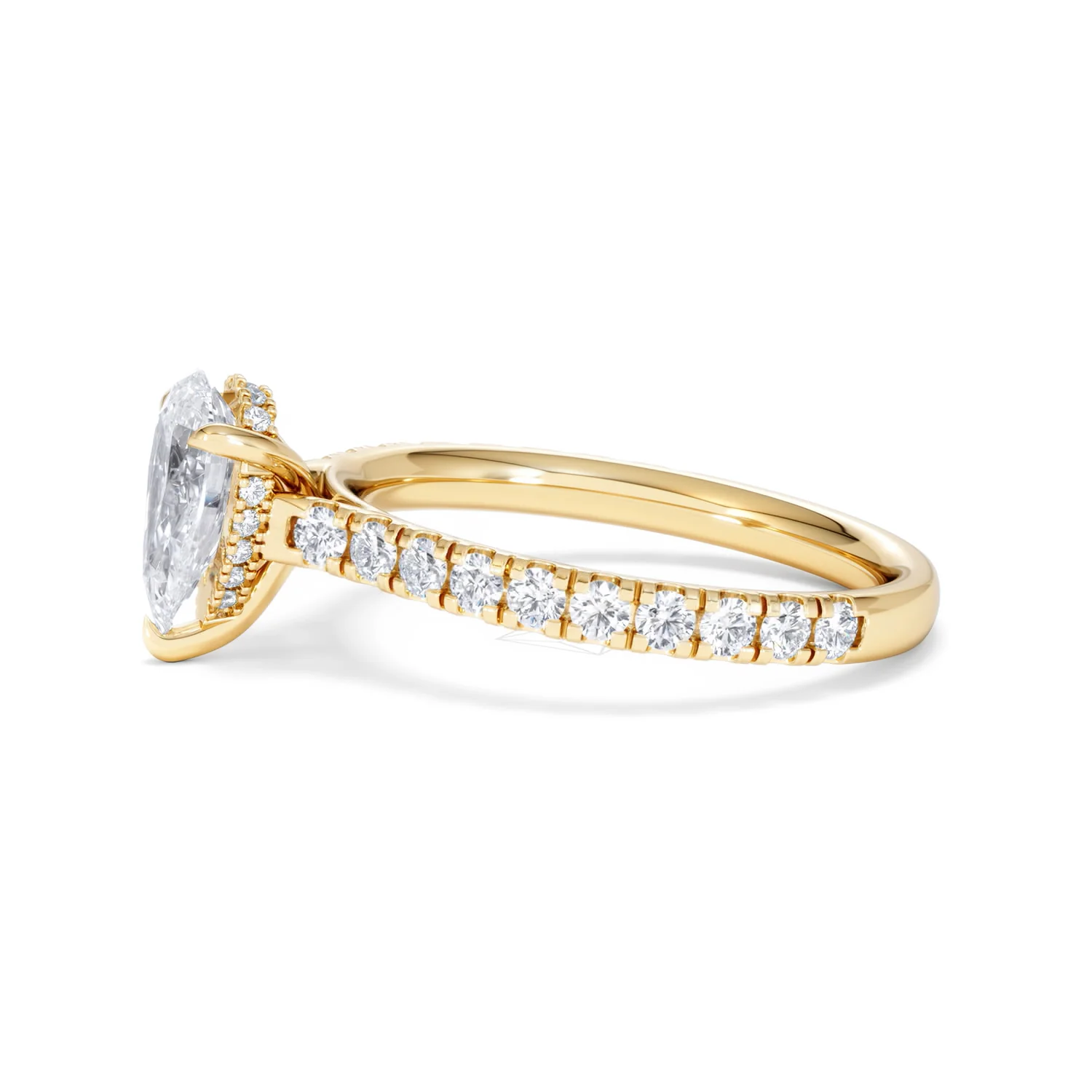 Amora Pear 1.47ct Hidden Halo Lab Diamond Engagement Ring With Side Stones Set in 18K Gold - Image 71