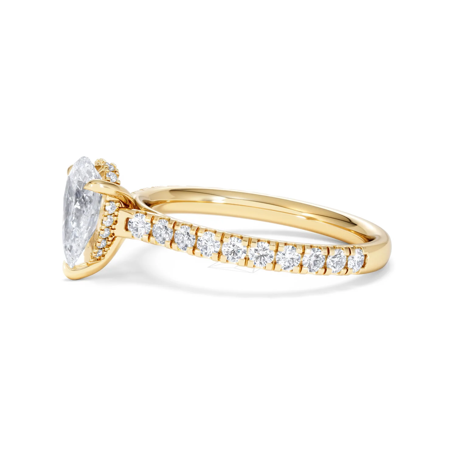 Amora Pear 1.47ct Hidden Halo Lab Diamond Engagement Ring With Side Stones Set in 18K Gold - Image 72