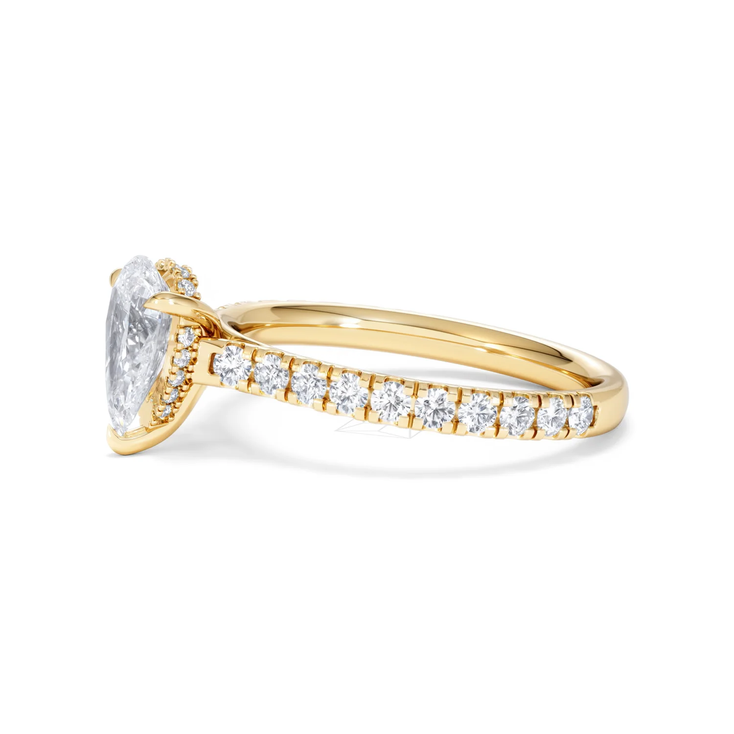 Amora Pear 1.47ct Hidden Halo Lab Diamond Engagement Ring With Side Stones Set in 18K Gold - Image 73