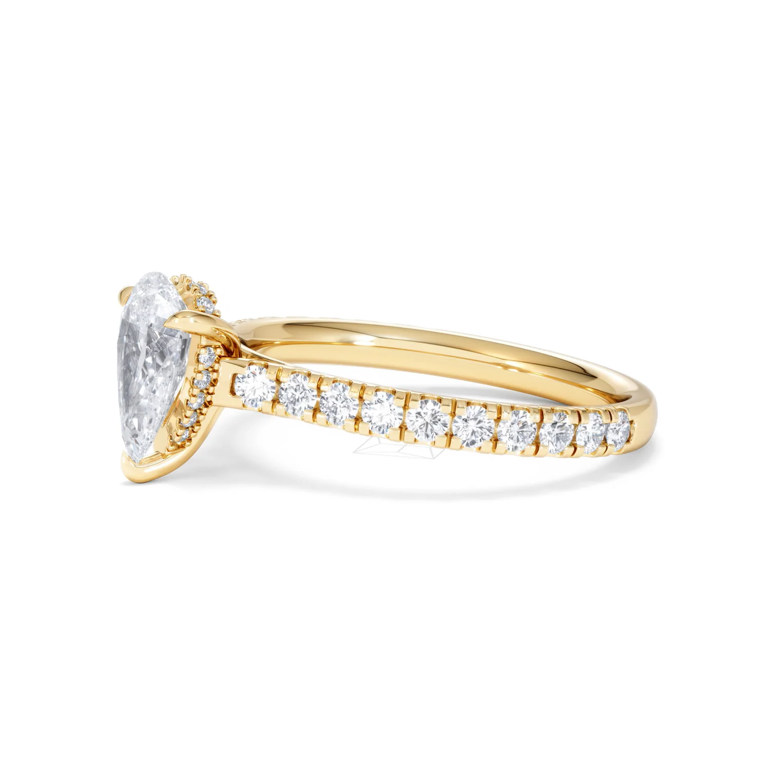 Amora Pear 1.47ct Hidden Halo Lab Diamond Engagement Ring With Side Stones Set in 18K Gold - Image 74