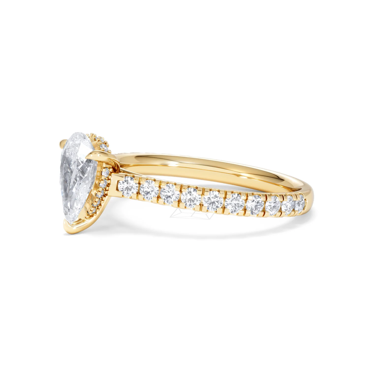 Amora Pear 1.47ct Hidden Halo Lab Diamond Engagement Ring With Side Stones Set in 18K Gold - Image 75