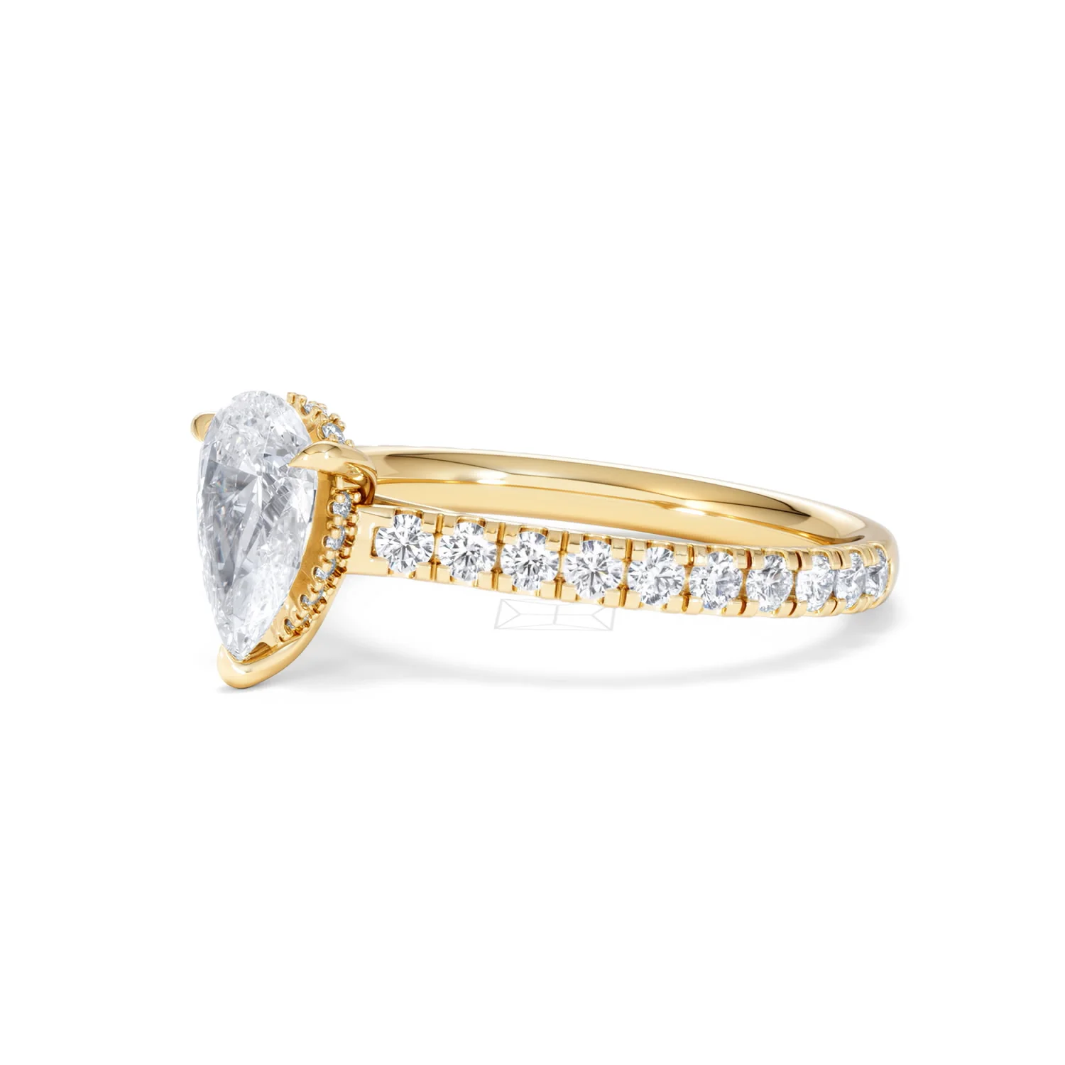 Amora Pear 1.47ct Hidden Halo Lab Diamond Engagement Ring With Side Stones Set in 18K Gold - Image 77
