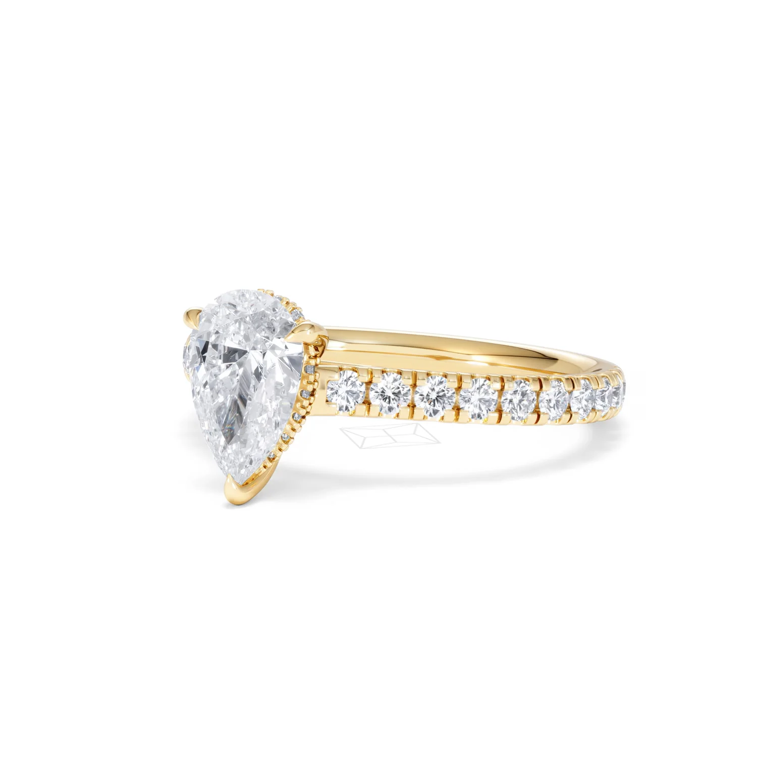 Amora Pear 1.47ct Hidden Halo Lab Diamond Engagement Ring With Side Stones Set in 18K Gold - Image 81