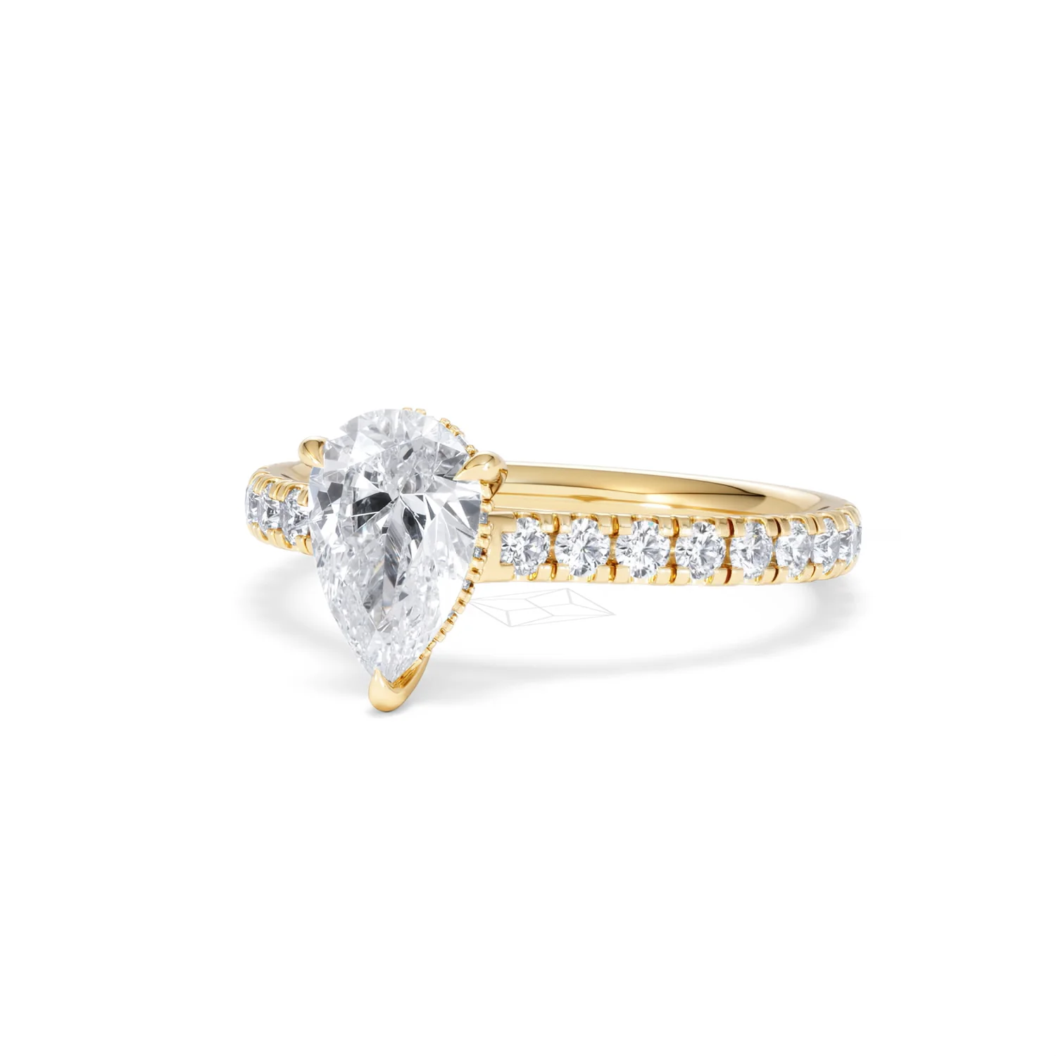 Amora Pear 1.47ct Hidden Halo Lab Diamond Engagement Ring With Side Stones Set in 18K Gold - Image 83