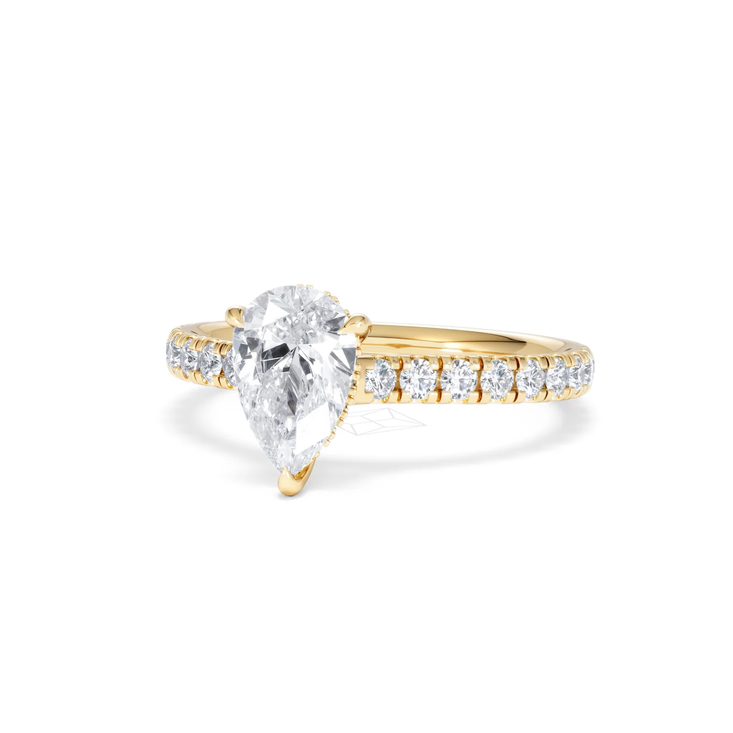 Amora Pear 1.47ct Hidden Halo Lab Diamond Engagement Ring With Side Stones Set in 18K Gold - Image 84
