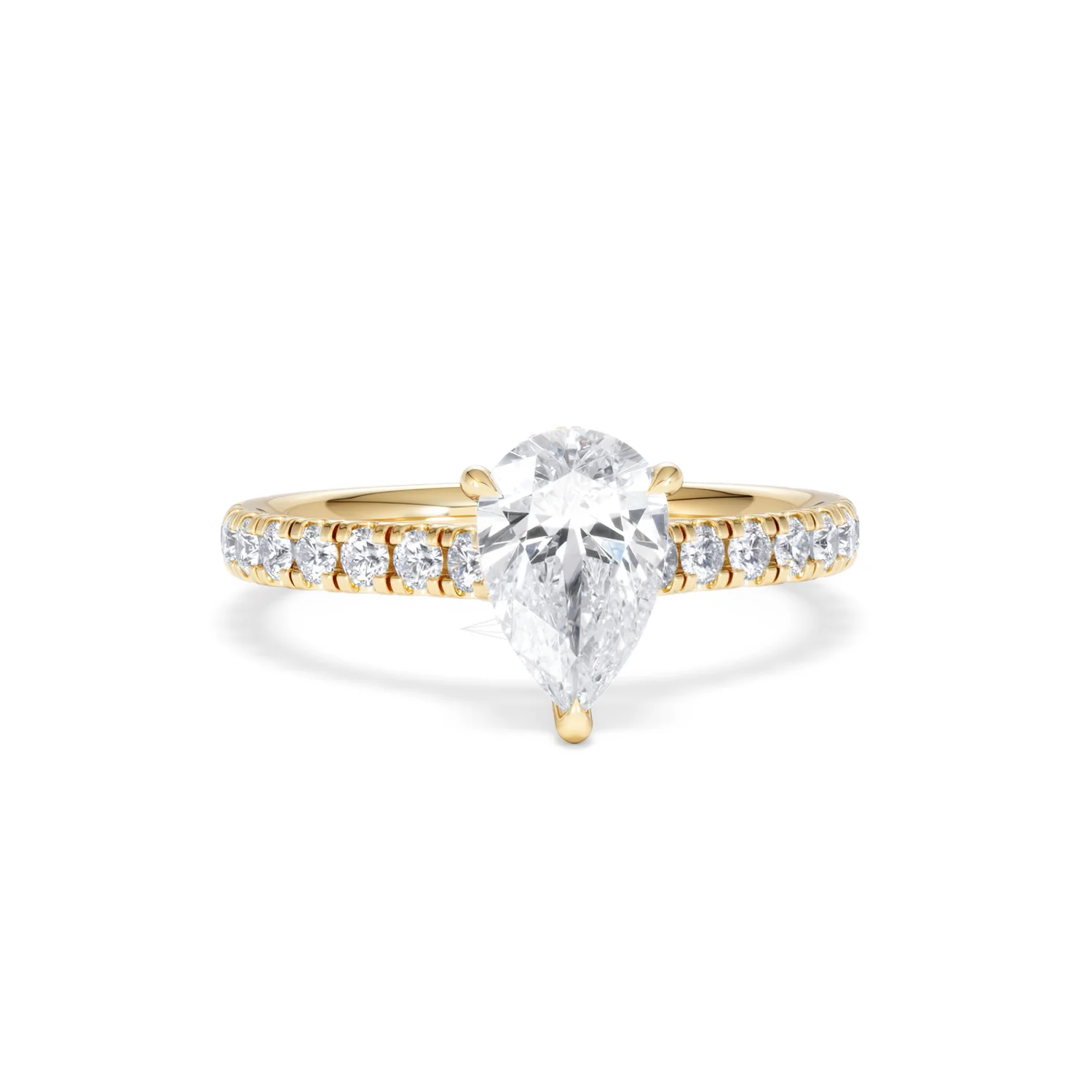 Amora Pear 1.47ct Hidden Halo Lab Diamond Engagement Ring With Side Stones Set in 18K Gold - Image 9