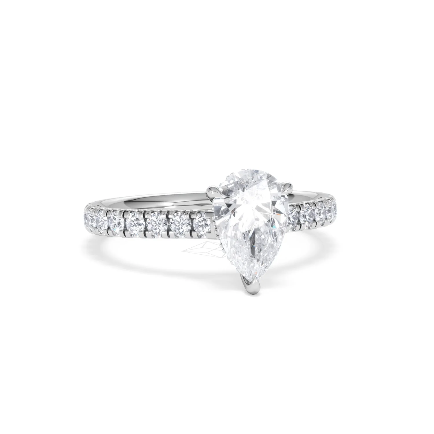 Amora Pear 1.47ct Hidden Halo Lab Diamond Engagement Ring With Side Stones Set in Platinum - Image 11