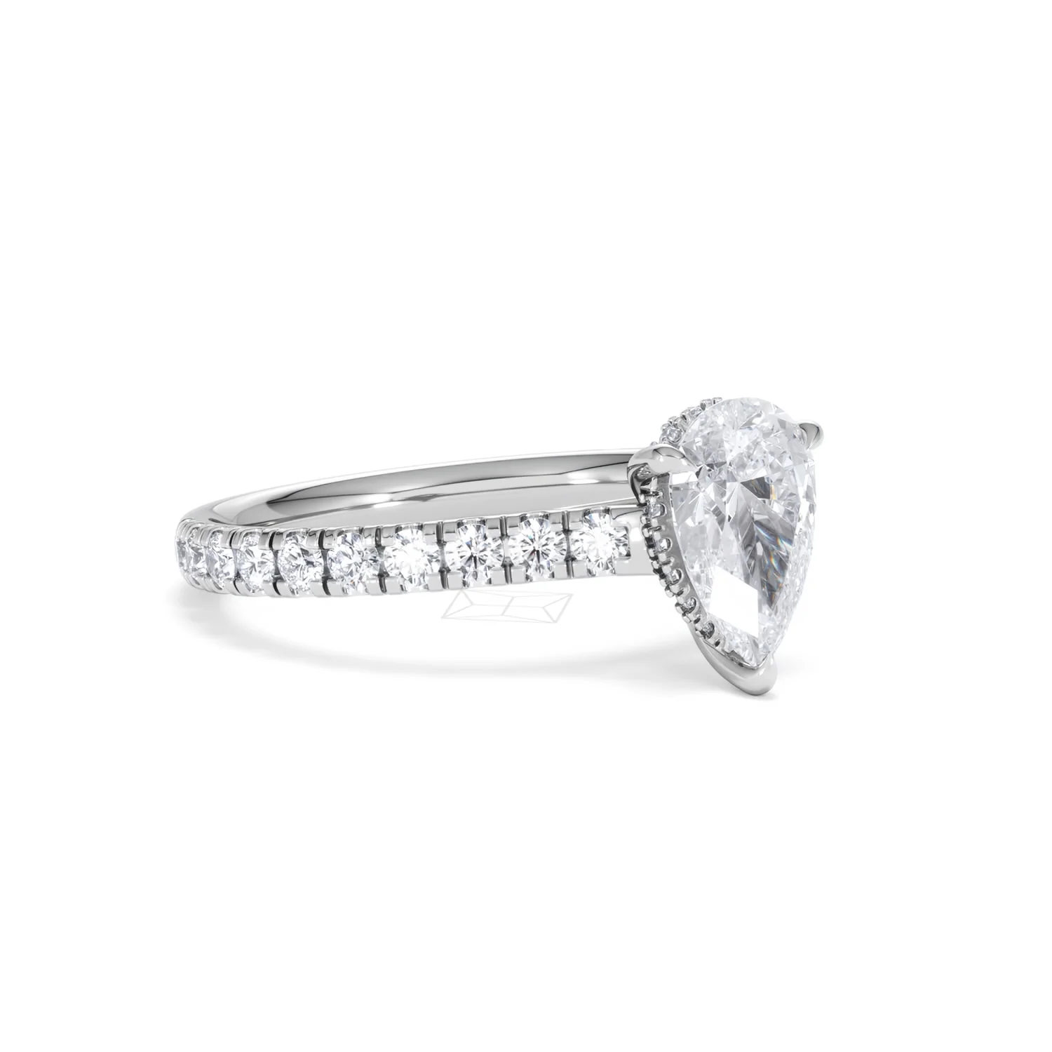 Amora Pear 1.47ct Hidden Halo Lab Diamond Engagement Ring With Side Stones Set in Platinum - Image 16