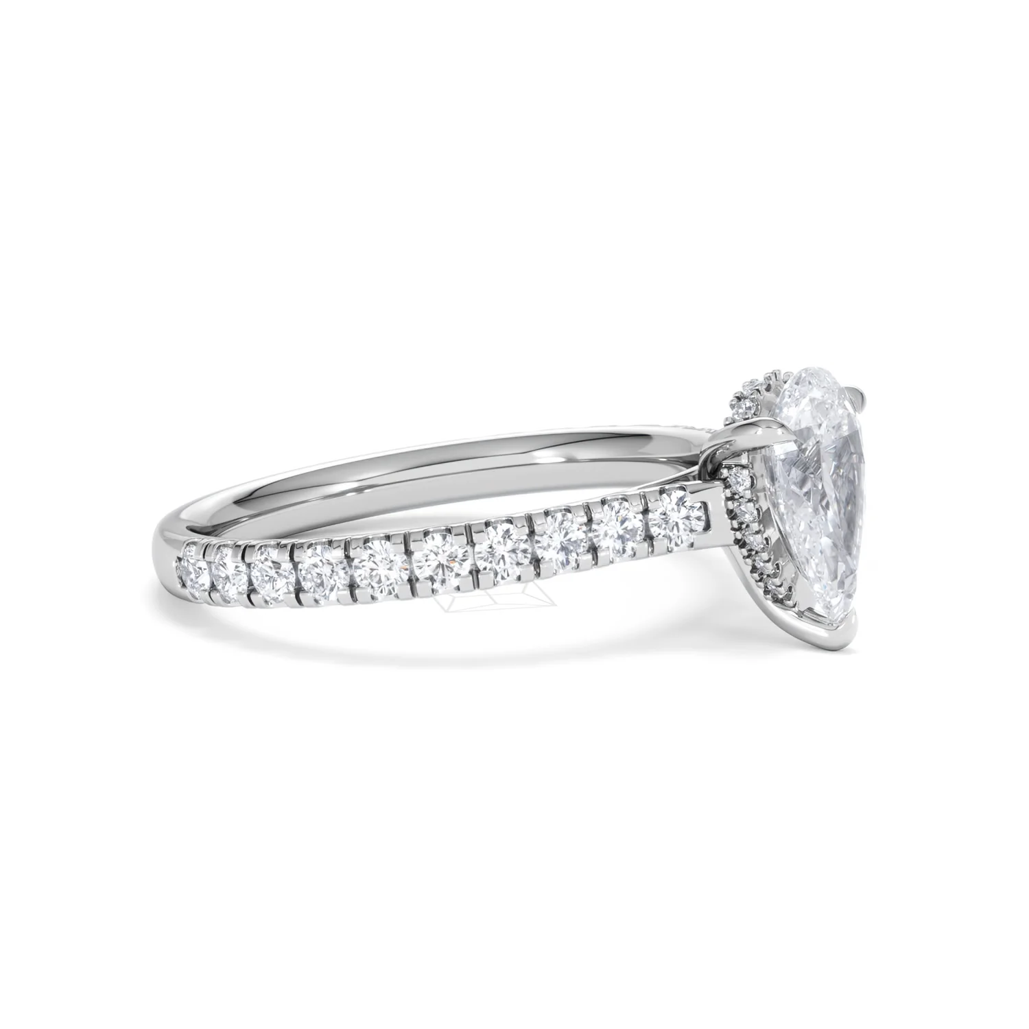 Amora Pear 1.47ct Hidden Halo Lab Diamond Engagement Ring With Side Stones Set in Platinum - Image 21
