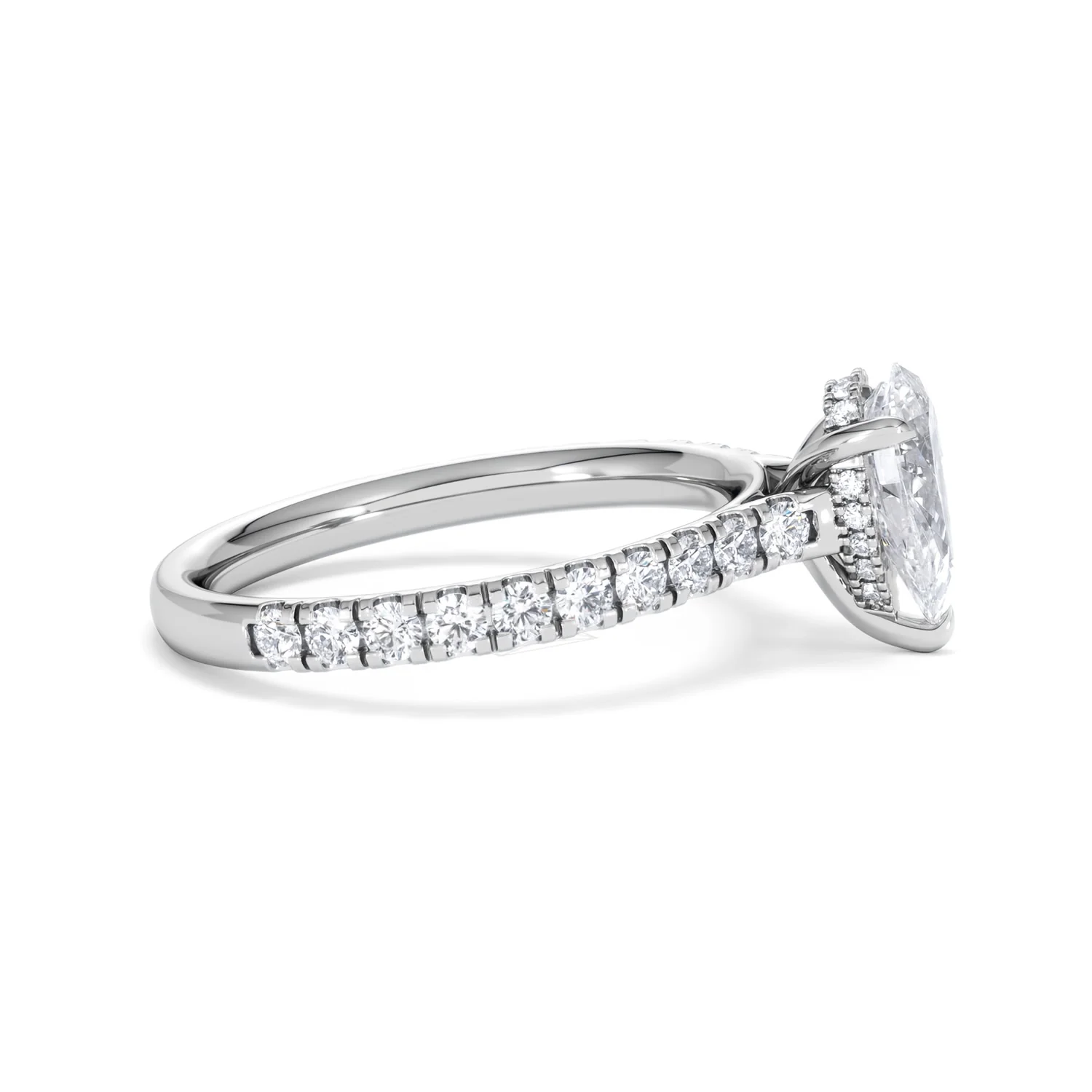 Amora Pear 1.47ct Hidden Halo Lab Diamond Engagement Ring With Side Stones Set in Platinum - Image 26
