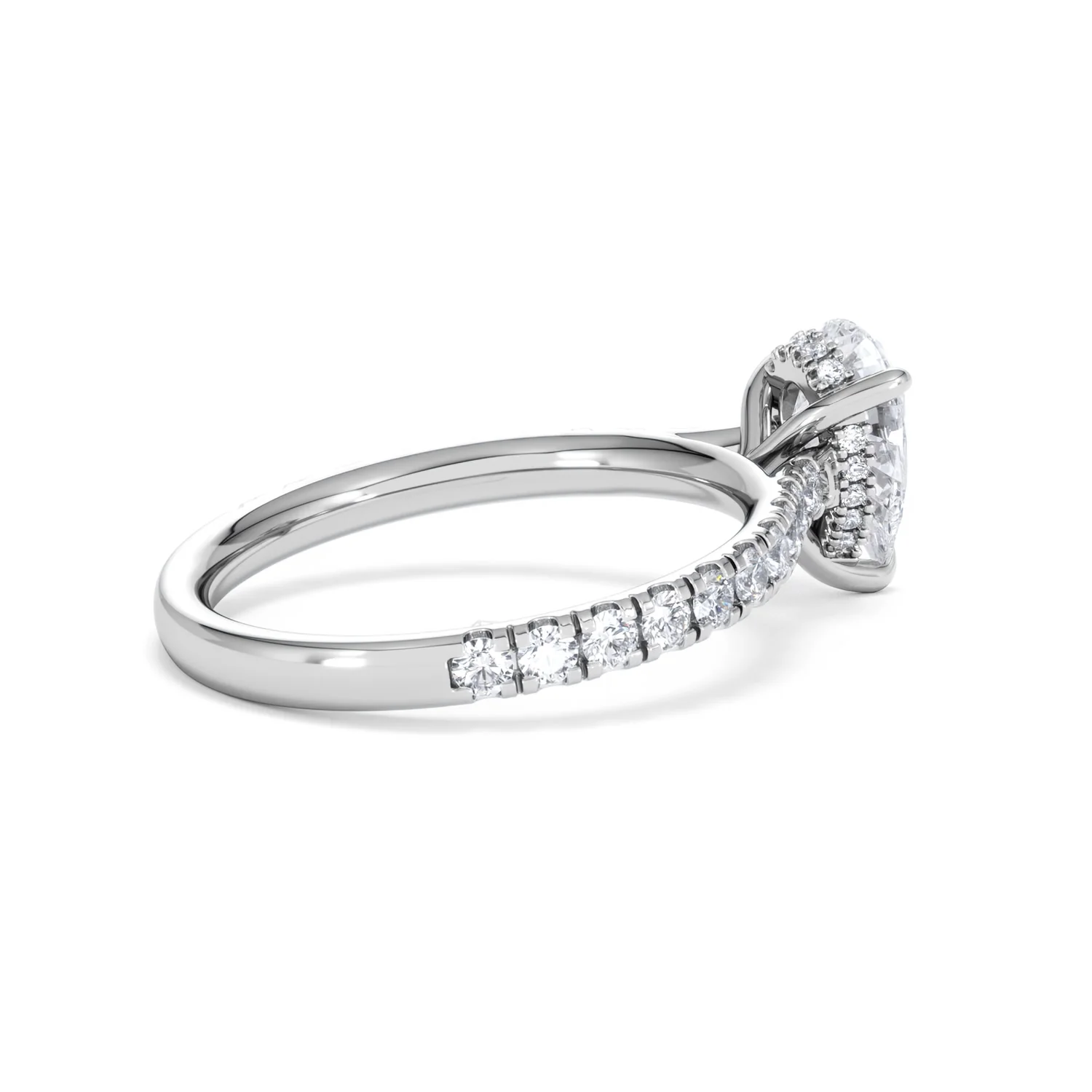Amora Pear 1.47ct Hidden Halo Lab Diamond Engagement Ring With Side Stones Set in Platinum - Image 34