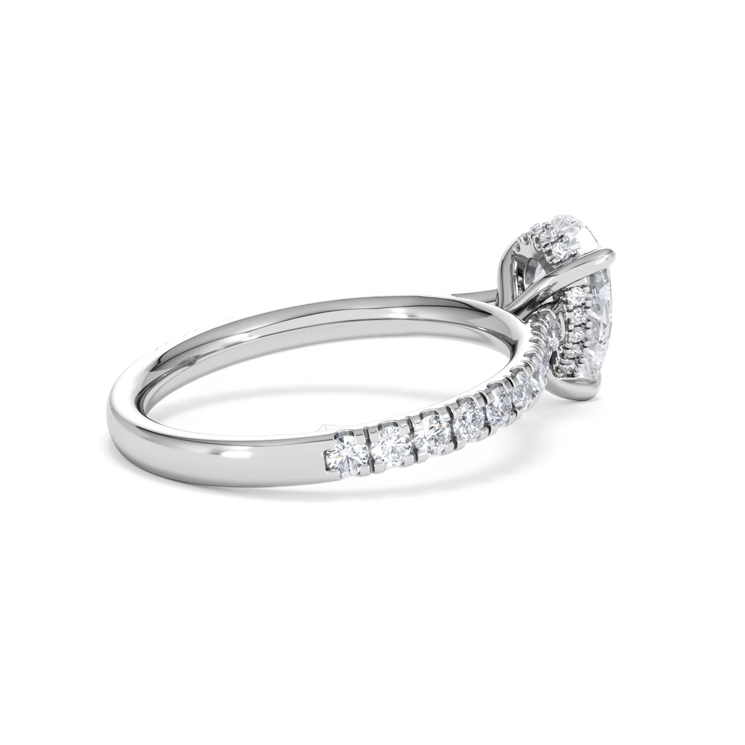 Amora Pear 1.47ct Hidden Halo Lab Diamond Engagement Ring With Side Stones Set in Platinum - Image 35