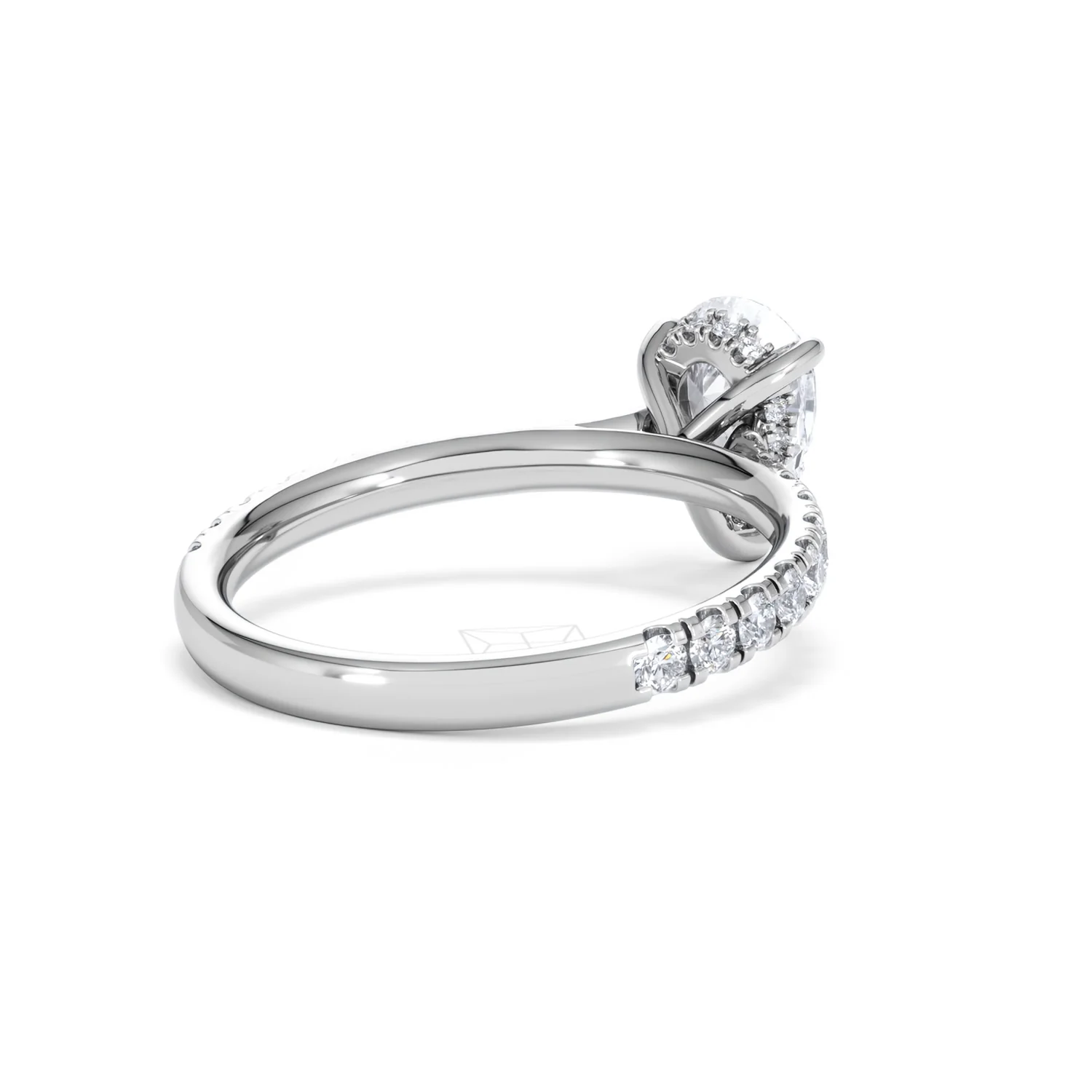 Amora Pear 1.47ct Hidden Halo Lab Diamond Engagement Ring With Side Stones Set in Platinum - Image 40