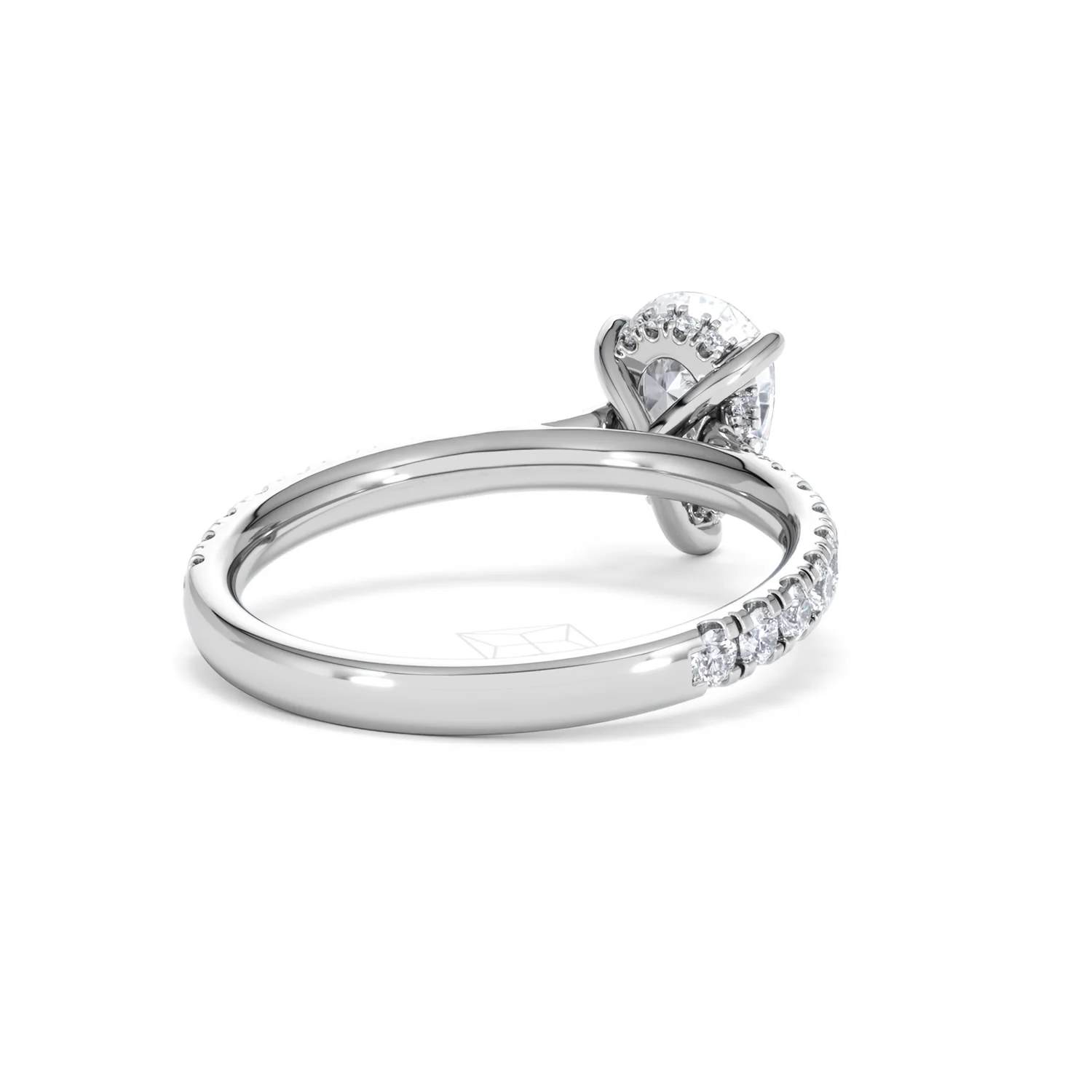 Amora Pear 1.47ct Hidden Halo Lab Diamond Engagement Ring With Side Stones Set in Platinum - Image 42