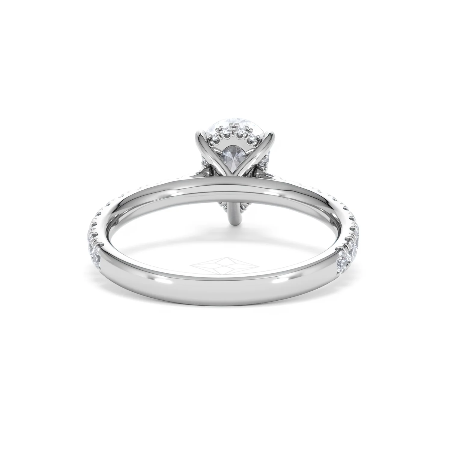 Amora Pear 1.47ct Hidden Halo Lab Diamond Engagement Ring With Side Stones Set in Platinum - Image 47
