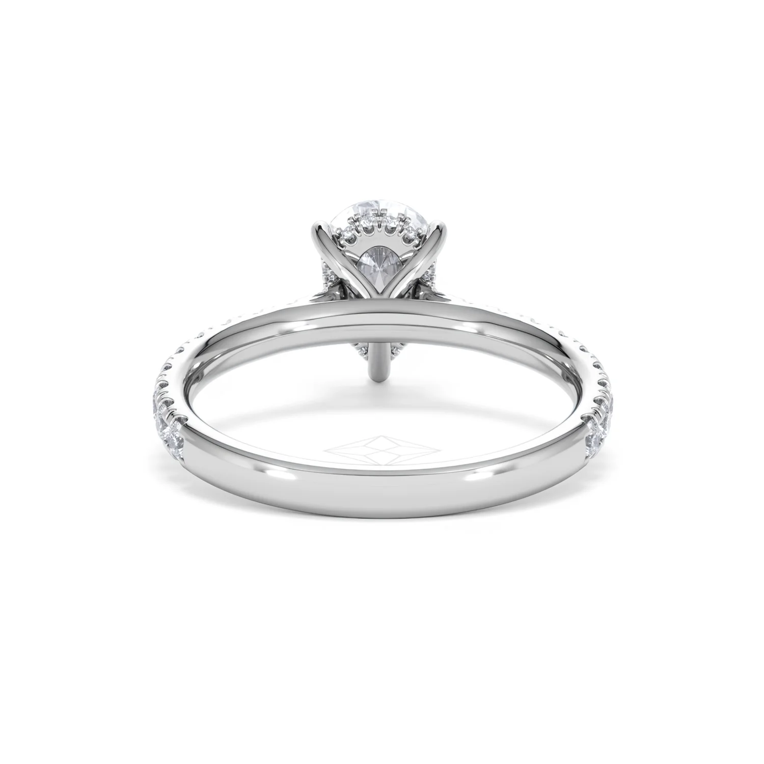 Amora Pear 1.47ct Hidden Halo Lab Diamond Engagement Ring With Side Stones Set in Platinum - Image 48