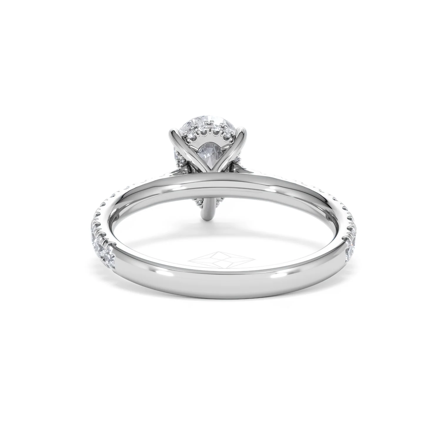 Amora Pear 1.47ct Hidden Halo Lab Diamond Engagement Ring With Side Stones Set in Platinum - Image 49