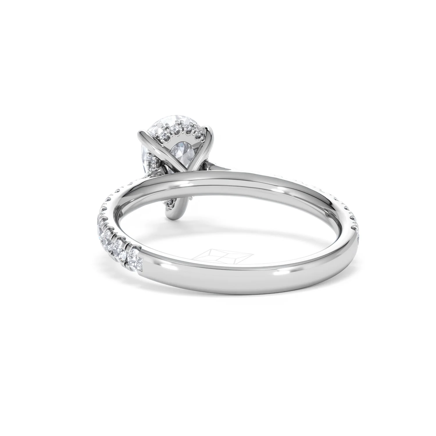 Amora Pear 1.47ct Hidden Halo Lab Diamond Engagement Ring With Side Stones Set in Platinum - Image 52