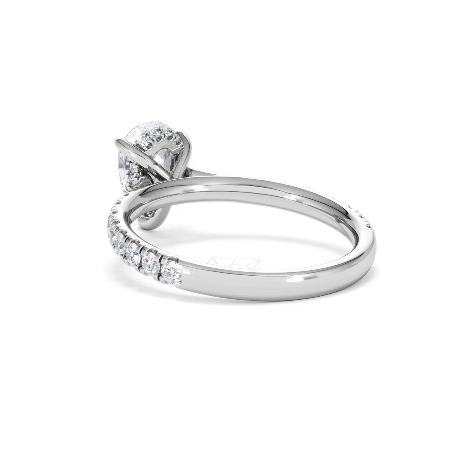 Amora Pear 1.47ct Hidden Halo Lab Diamond Engagement Ring With Side Stones Set in Platinum - Image 55