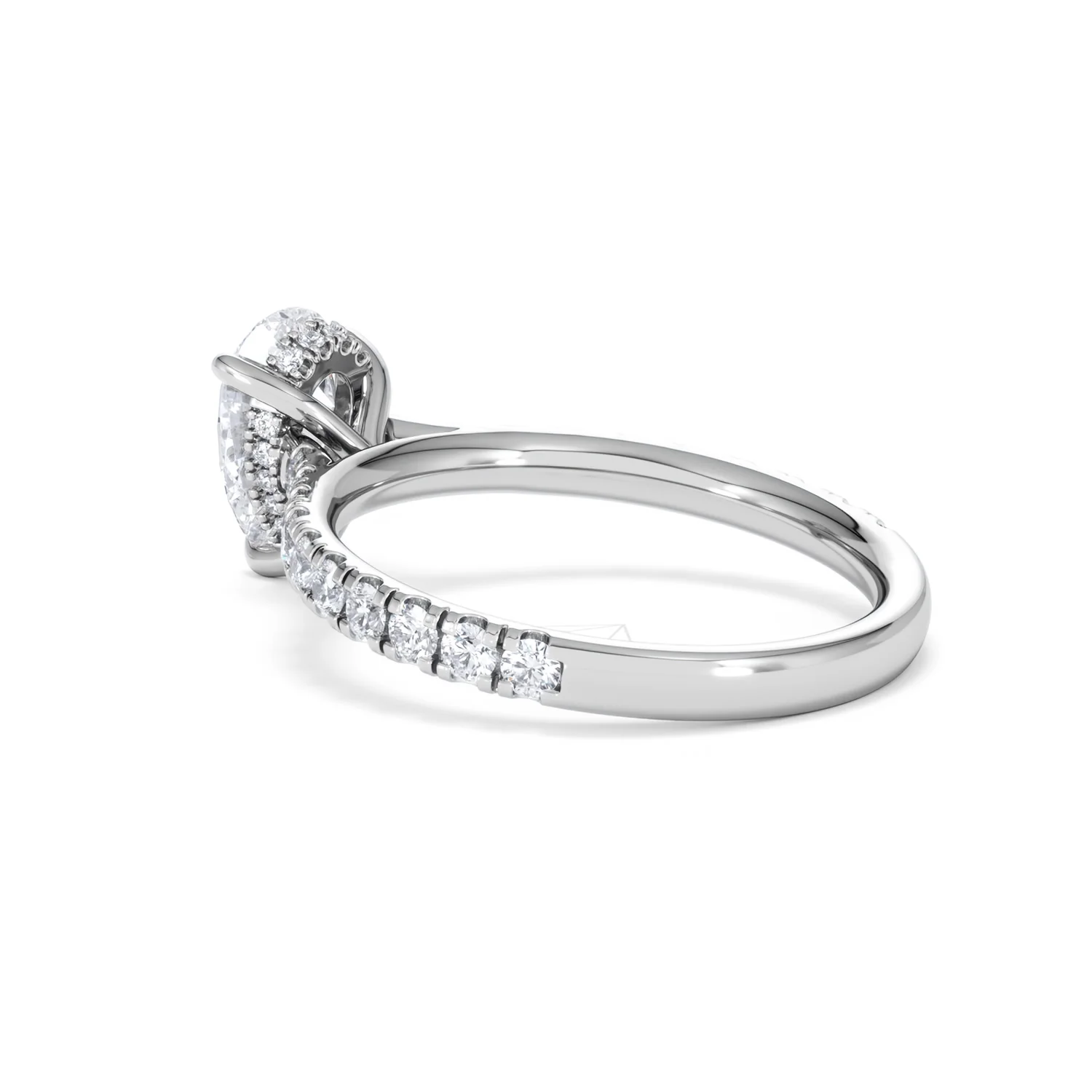 Amora Pear 1.47ct Hidden Halo Lab Diamond Engagement Ring With Side Stones Set in Platinum - Image 59