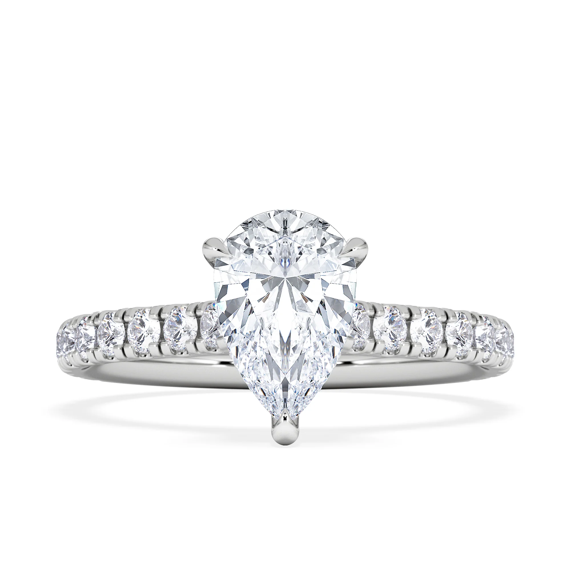 Amora Pear 1.47ct Hidden Halo Lab Diamond Engagement Ring With Side Stones Set in Platinum - Image 6