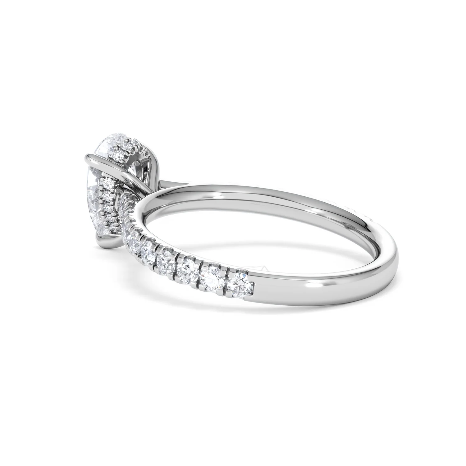 Amora Pear 1.47ct Hidden Halo Lab Diamond Engagement Ring With Side Stones Set in Platinum - Image 60
