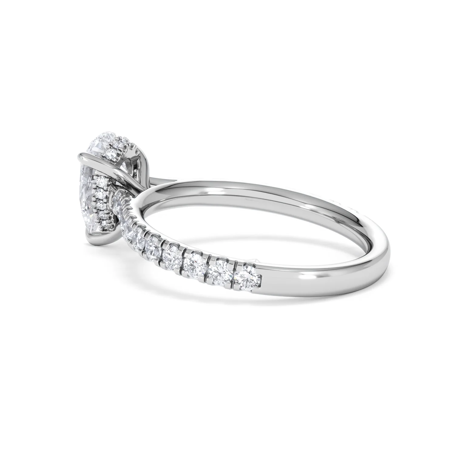 Amora Pear 1.47ct Hidden Halo Lab Diamond Engagement Ring With Side Stones Set in Platinum - Image 61