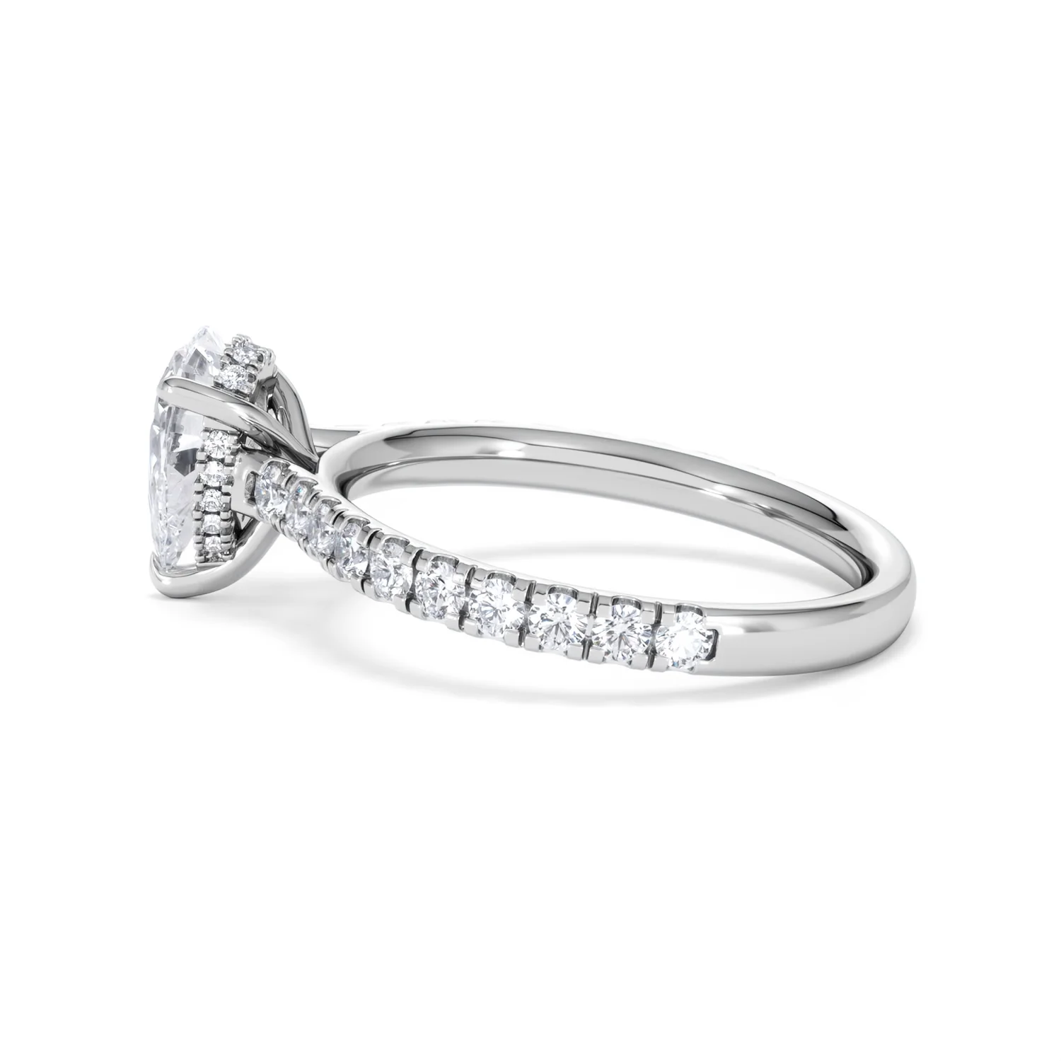 Amora Pear 1.47ct Hidden Halo Lab Diamond Engagement Ring With Side Stones Set in Platinum - Image 65