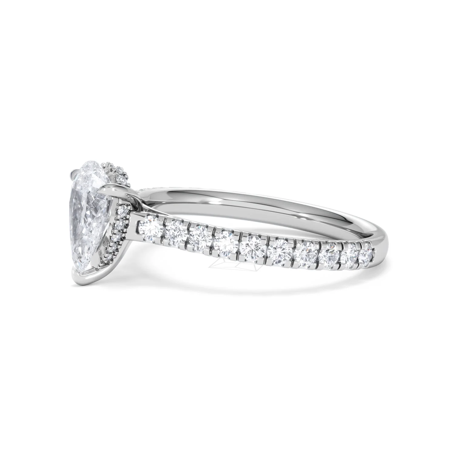 Amora Pear 1.47ct Hidden Halo Lab Diamond Engagement Ring With Side Stones Set in Platinum - Image 74