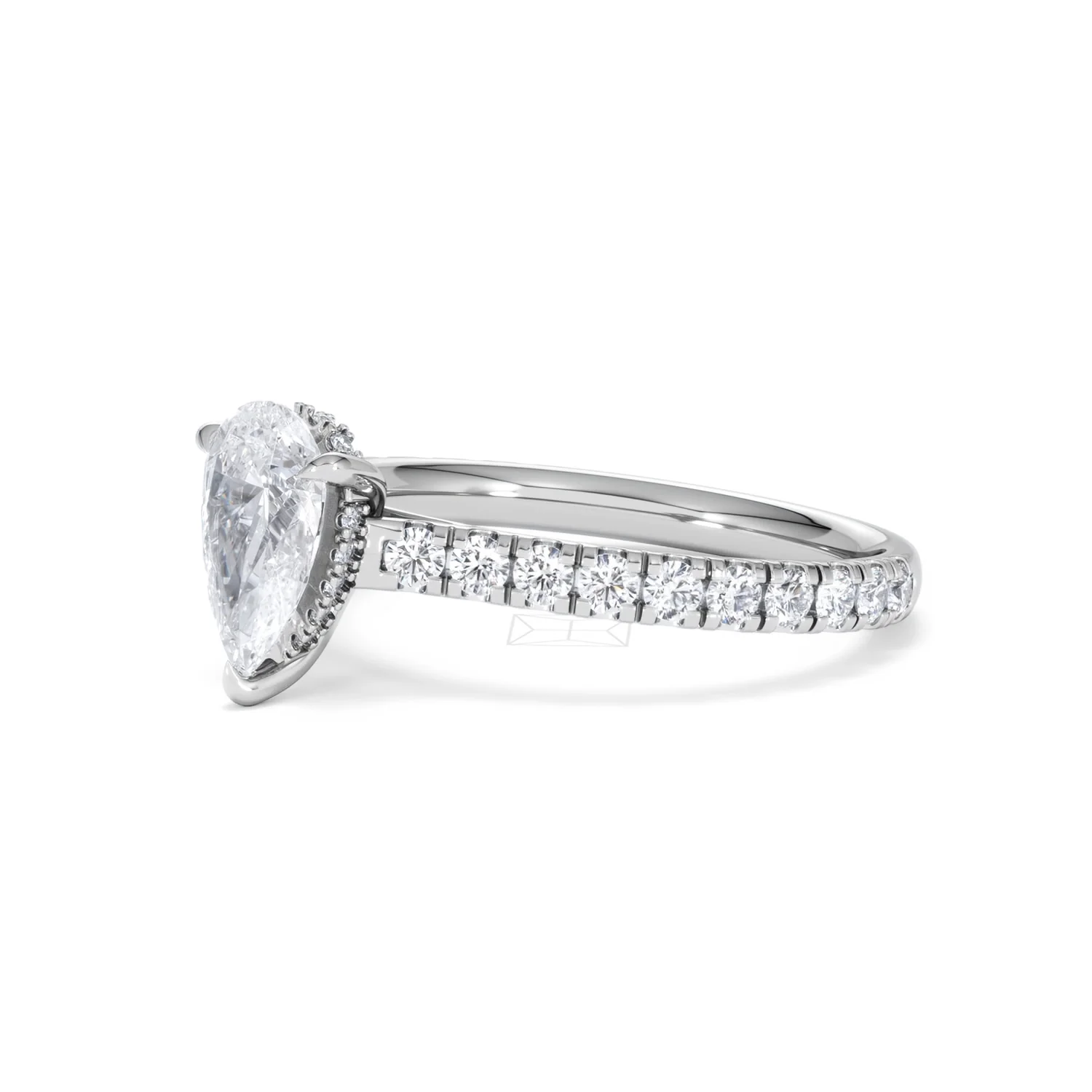 Amora Pear 1.47ct Hidden Halo Lab Diamond Engagement Ring With Side Stones Set in Platinum - Image 77