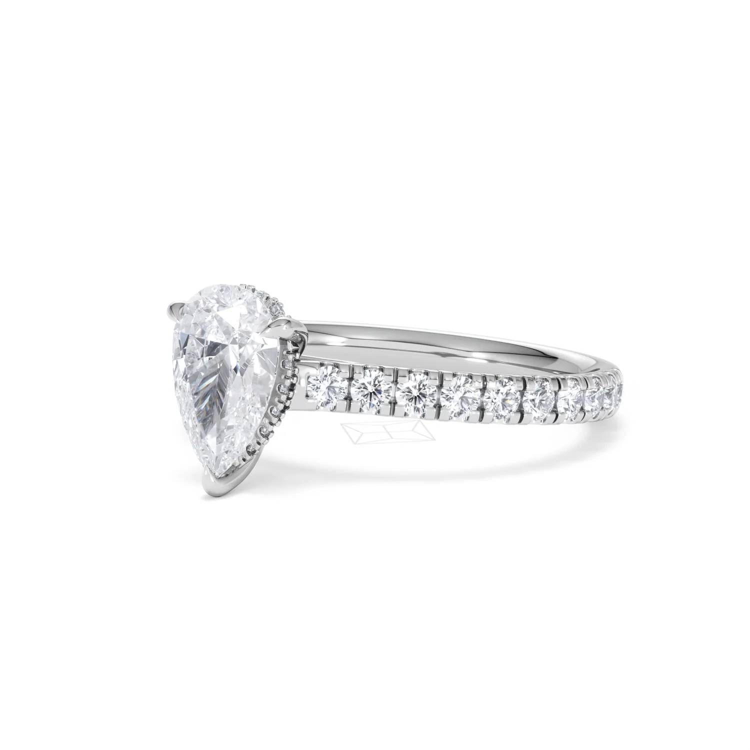 Amora Pear 1.47ct Hidden Halo Lab Diamond Engagement Ring With Side Stones Set in Platinum - Image 80