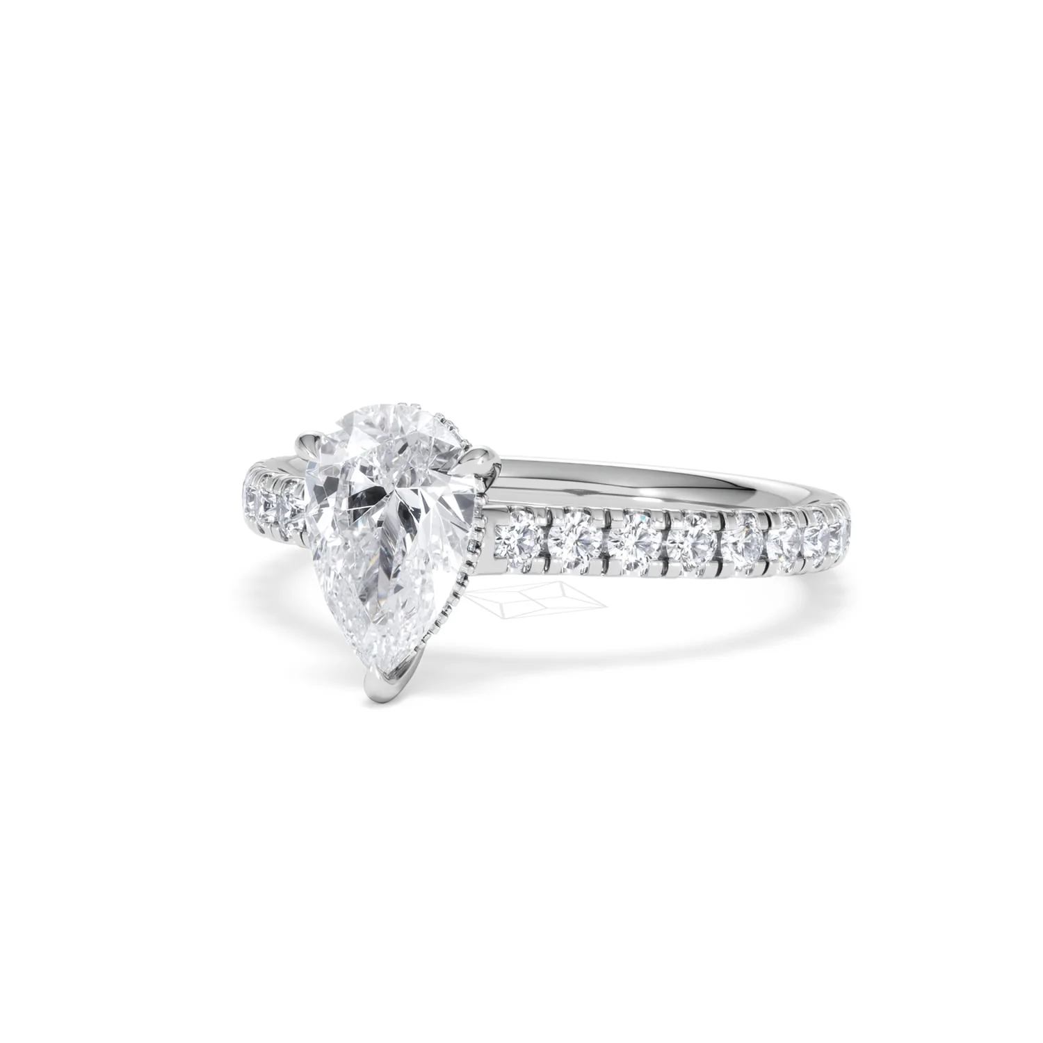 Amora Pear 1.47ct Hidden Halo Lab Diamond Engagement Ring With Side Stones Set in Platinum - Image 83