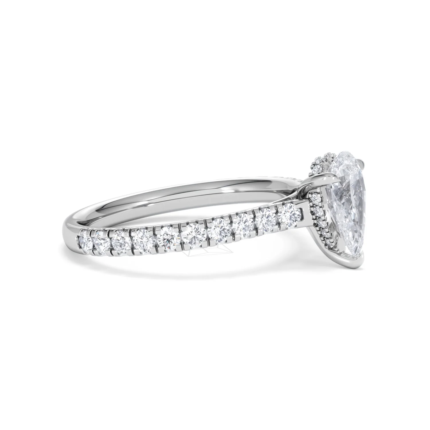 Amora Pear 1.47ct Hidden Halo Lab Diamond Engagement Ring With Side Stones Set in 18K White Gold - Image 22