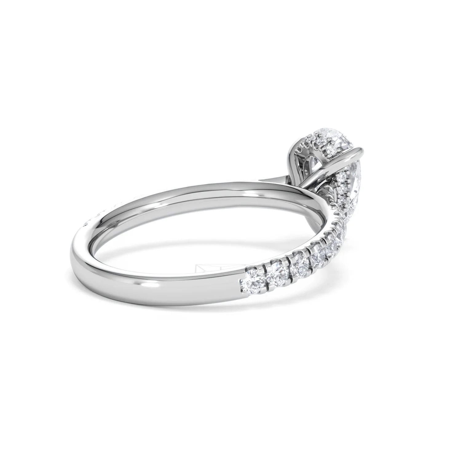 Amora Pear 1.47ct Hidden Halo Lab Diamond Engagement Ring With Side Stones Set in 18K White Gold - Image 38