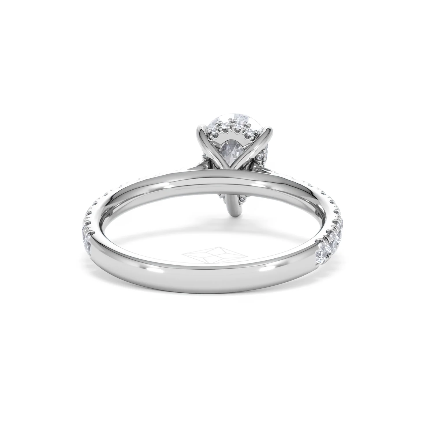 Amora Pear 1.47ct Hidden Halo Lab Diamond Engagement Ring With Side Stones Set in 18K White Gold - Image 46