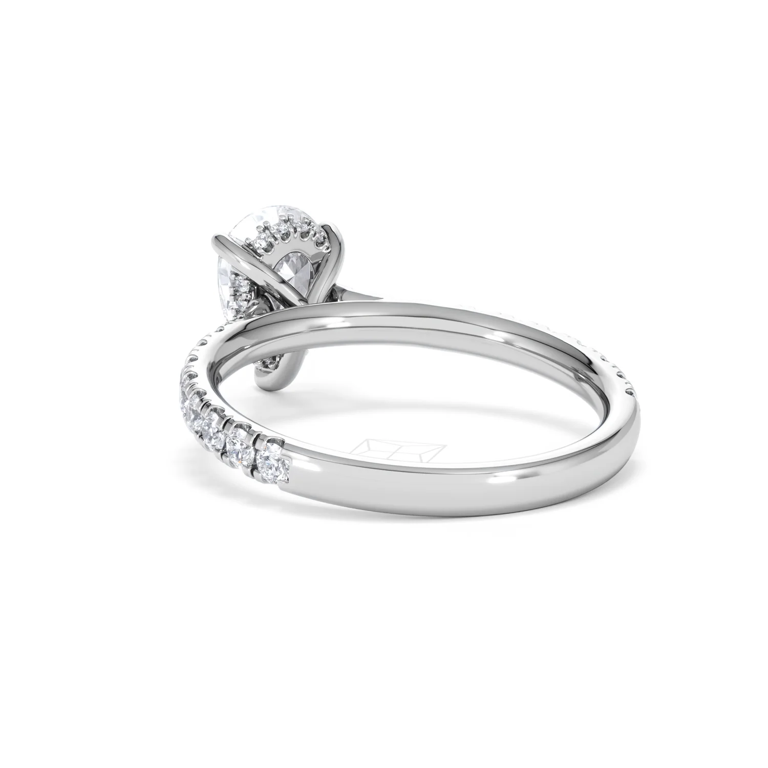 Amora Pear 1.47ct Hidden Halo Lab Diamond Engagement Ring With Side Stones Set in 18K White Gold - Image 54
