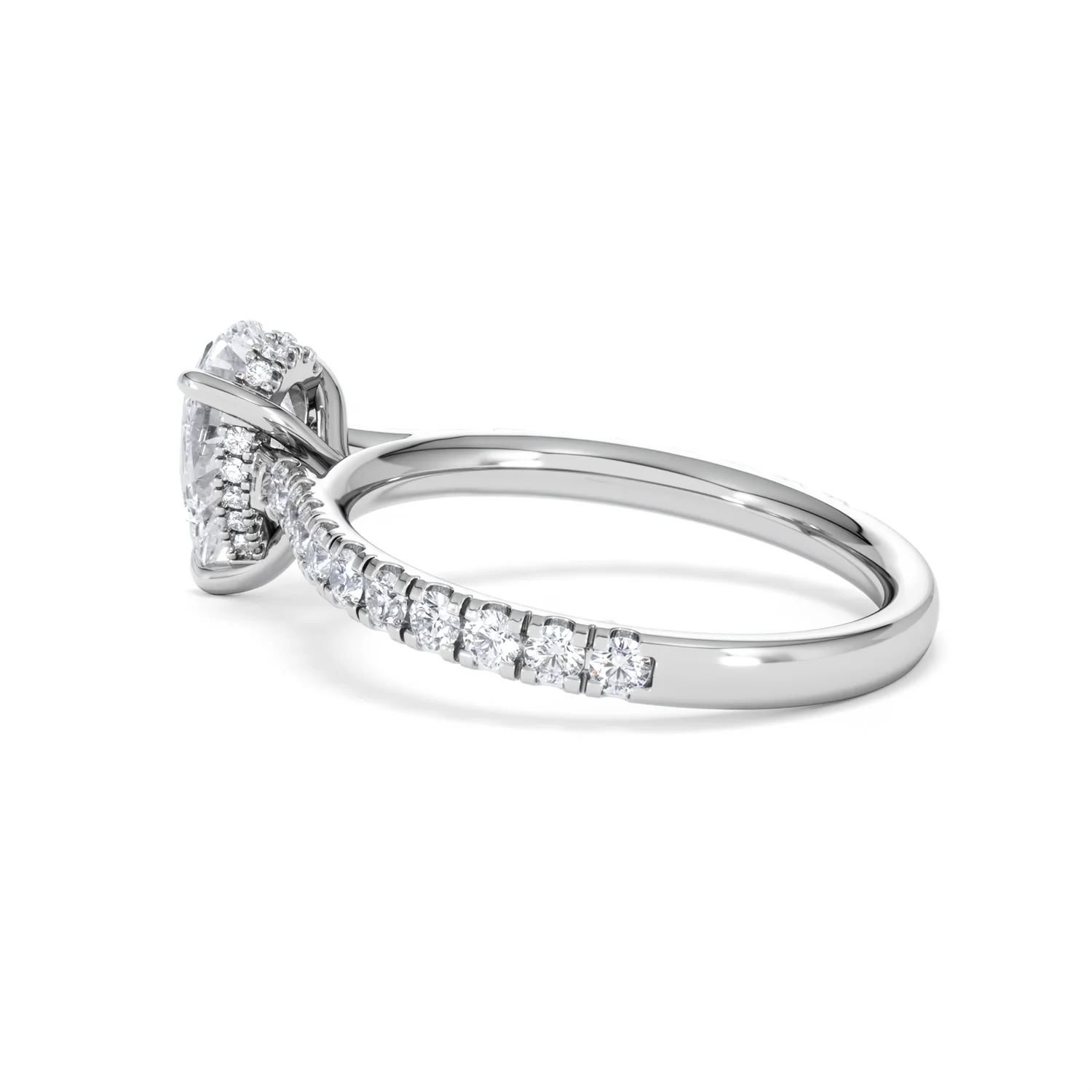 Amora Pear 1.47ct Hidden Halo Lab Diamond Engagement Ring With Side Stones Set in 18K White Gold - Image 62
