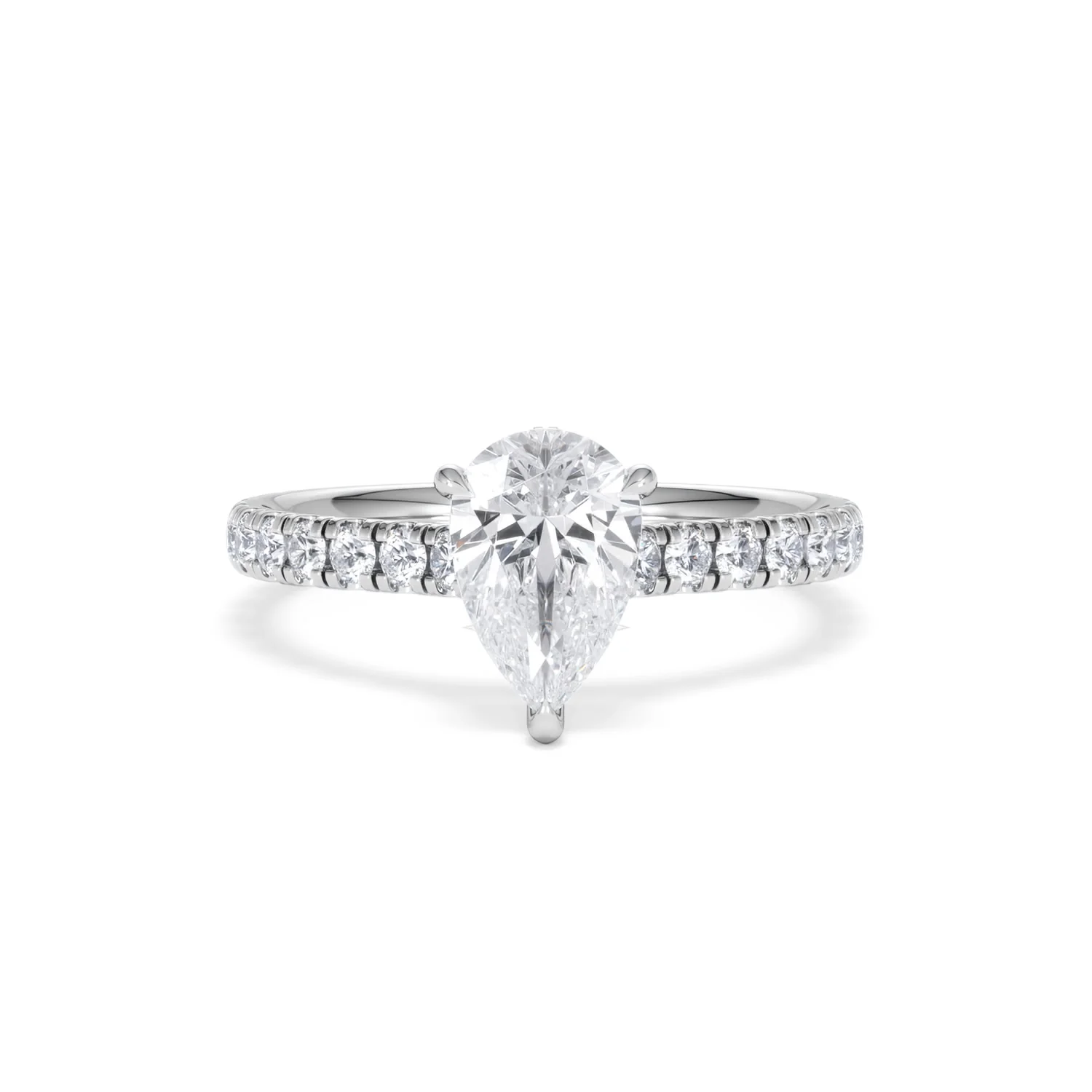 Amora Pear 1.47ct Hidden Halo Lab Diamond Engagement Ring With Side Stones Set in 18K White Gold - Image 8