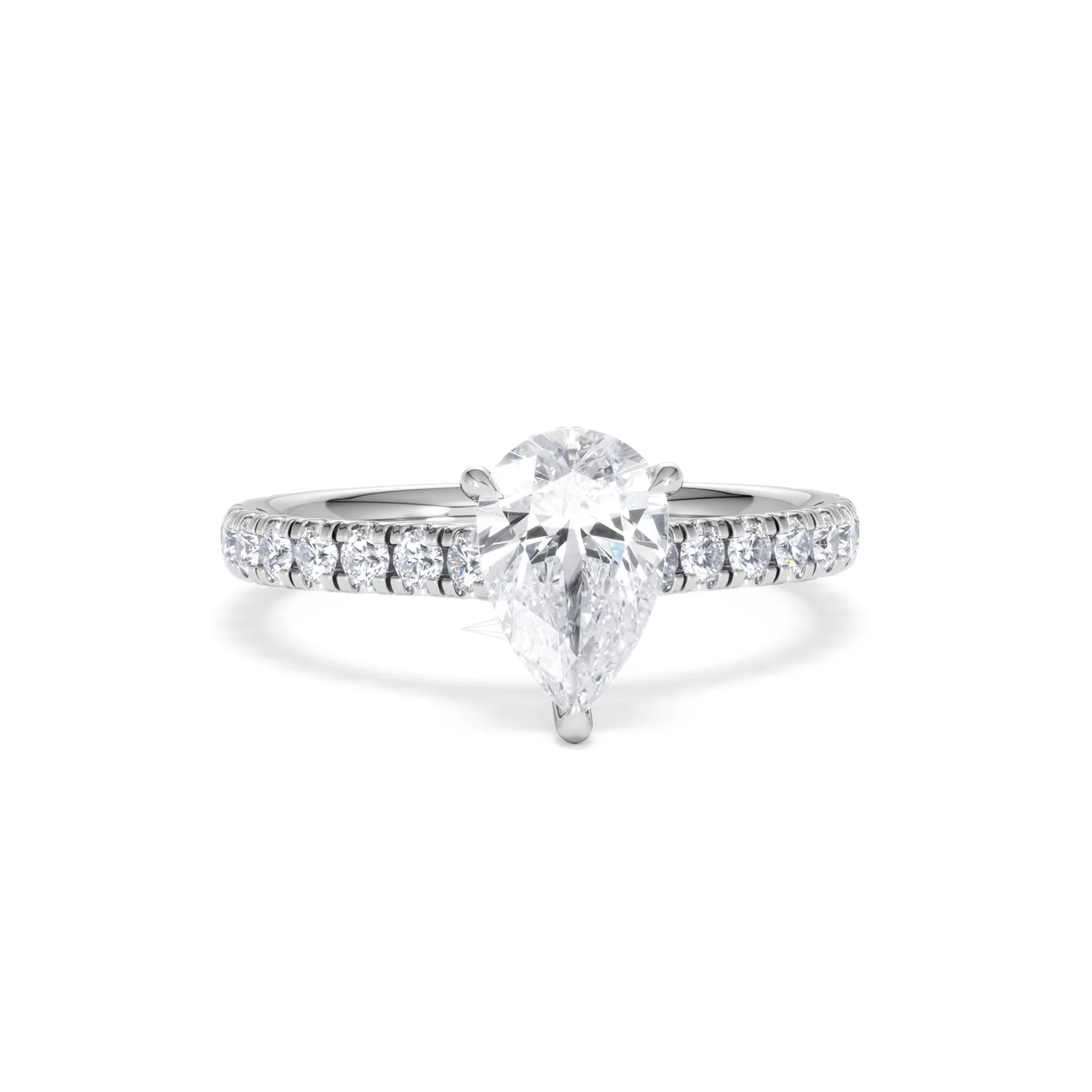 Amora Pear 1.47ct Hidden Halo Lab Diamond Engagement Ring With Side Stones Set in 18K White Gold - Image 9