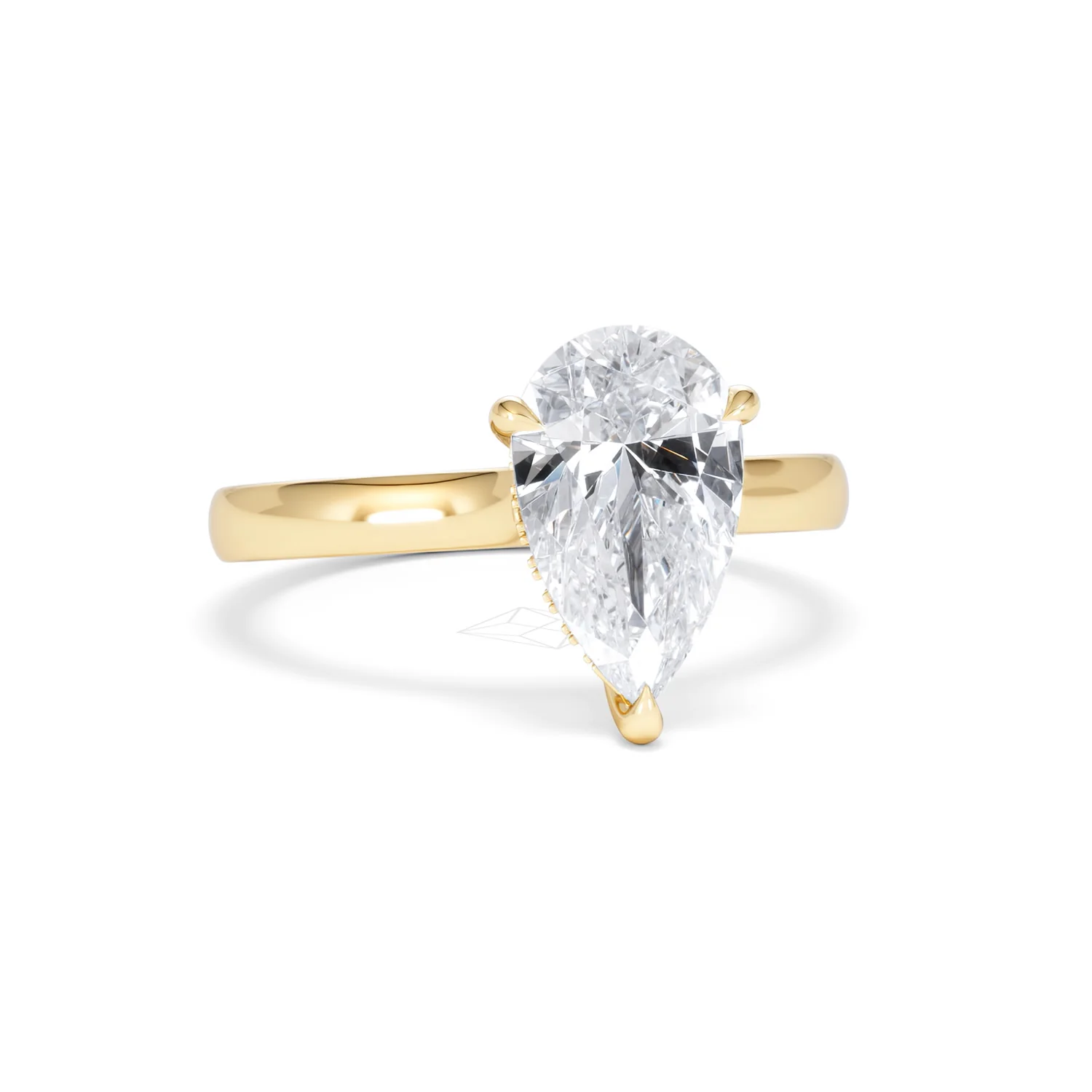 Amora Pear 2.09ct Hidden Halo Lab Diamond Engagement Ring F/VS Set in 18K Gold - Image 11