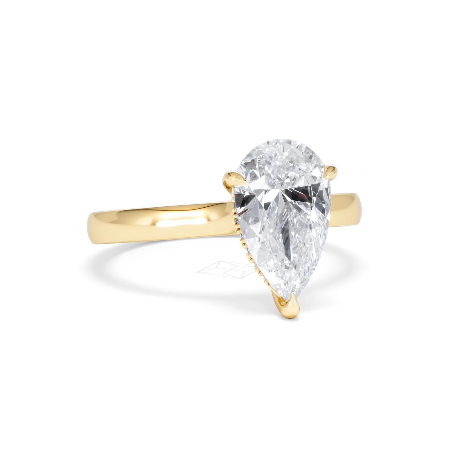 Amora Pear 2.09ct Hidden Halo Lab Diamond Engagement Ring F/VS Set in 18K Gold - Image 12