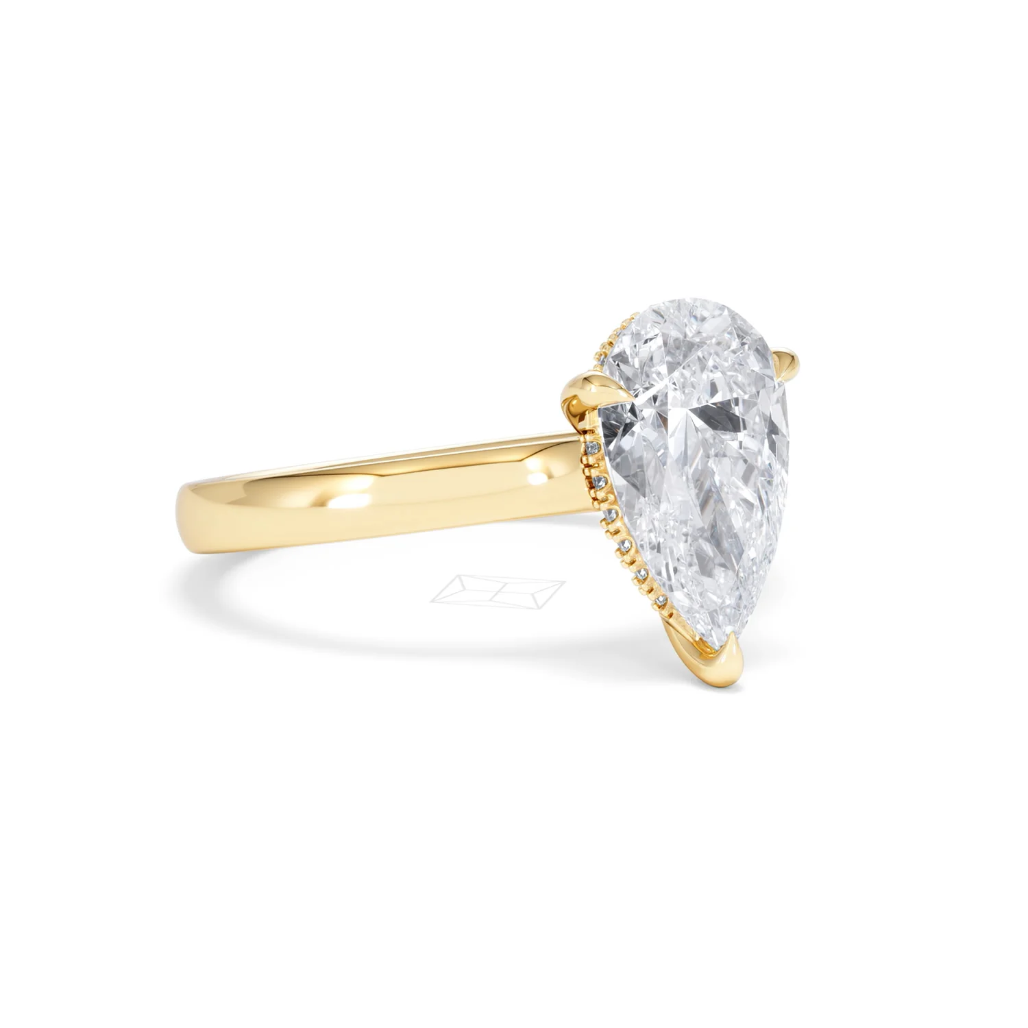 Amora Pear 2.09ct Hidden Halo Lab Diamond Engagement Ring F/VS Set in 18K Gold - Image 15