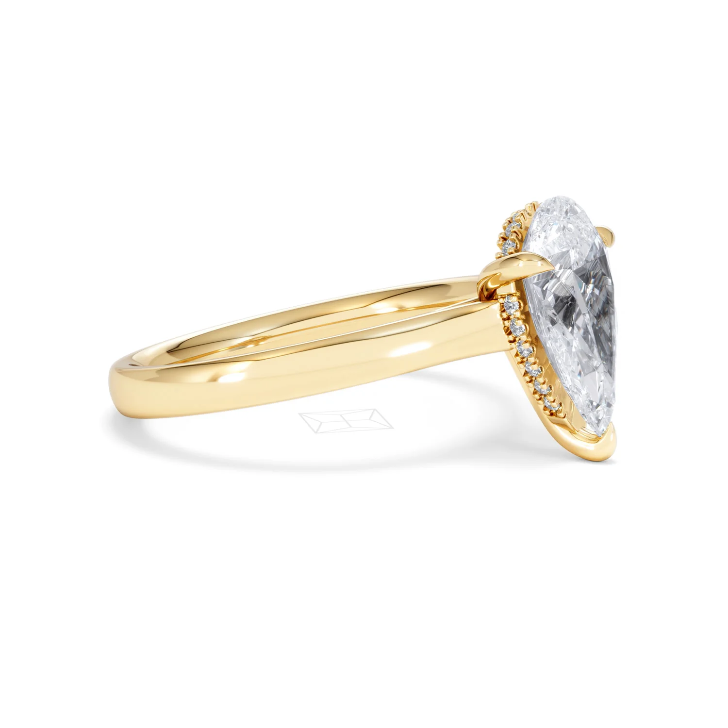 Amora Pear 2.09ct Hidden Halo Lab Diamond Engagement Ring F/VS Set in 18K Gold - Image 21
