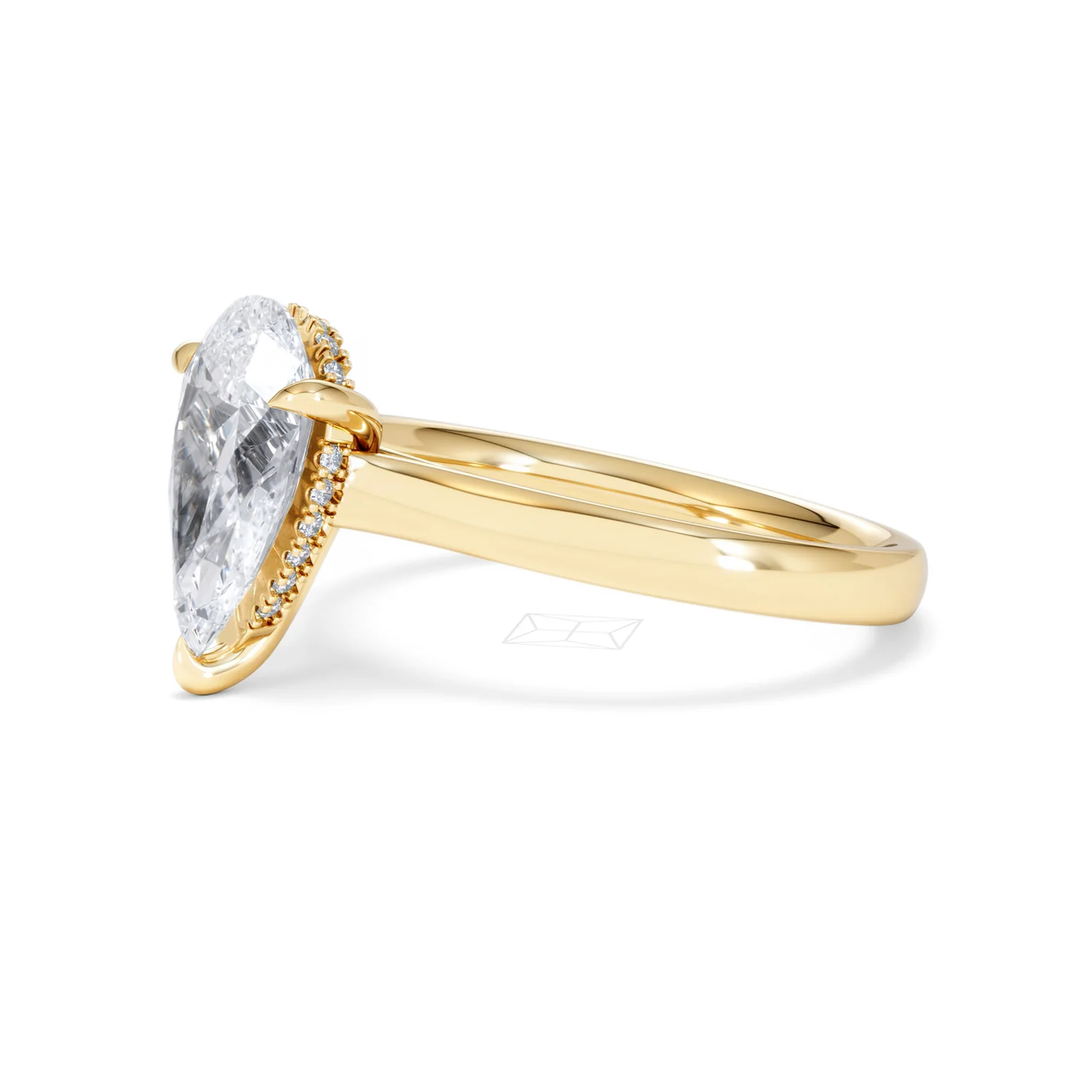Amora Pear 2.09ct Hidden Halo Lab Diamond Engagement Ring F/VS Set in 18K Gold - Image 75