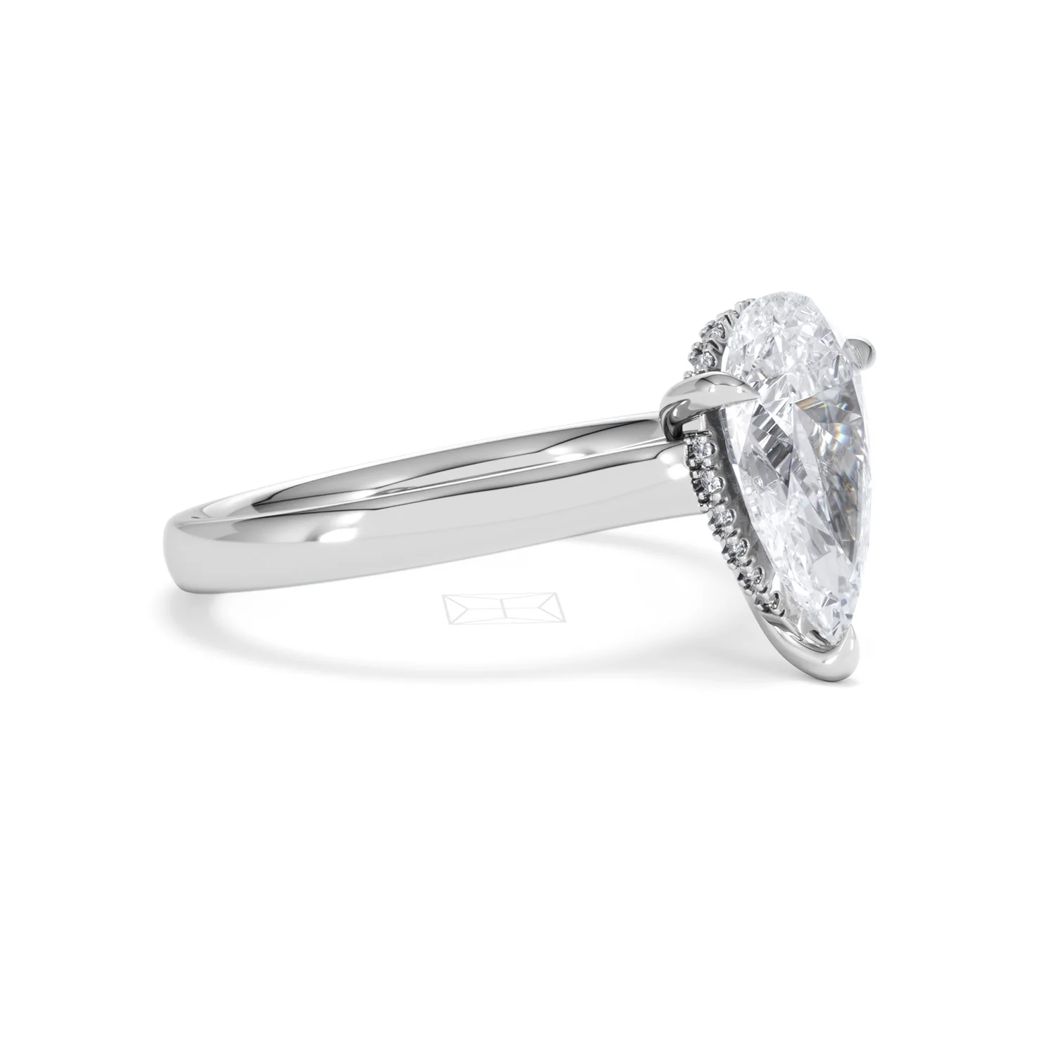 Amora Pear 2.09ct Hidden Halo Lab Diamond Engagement Ring F/VS Set in 18K White Gold - Image 19