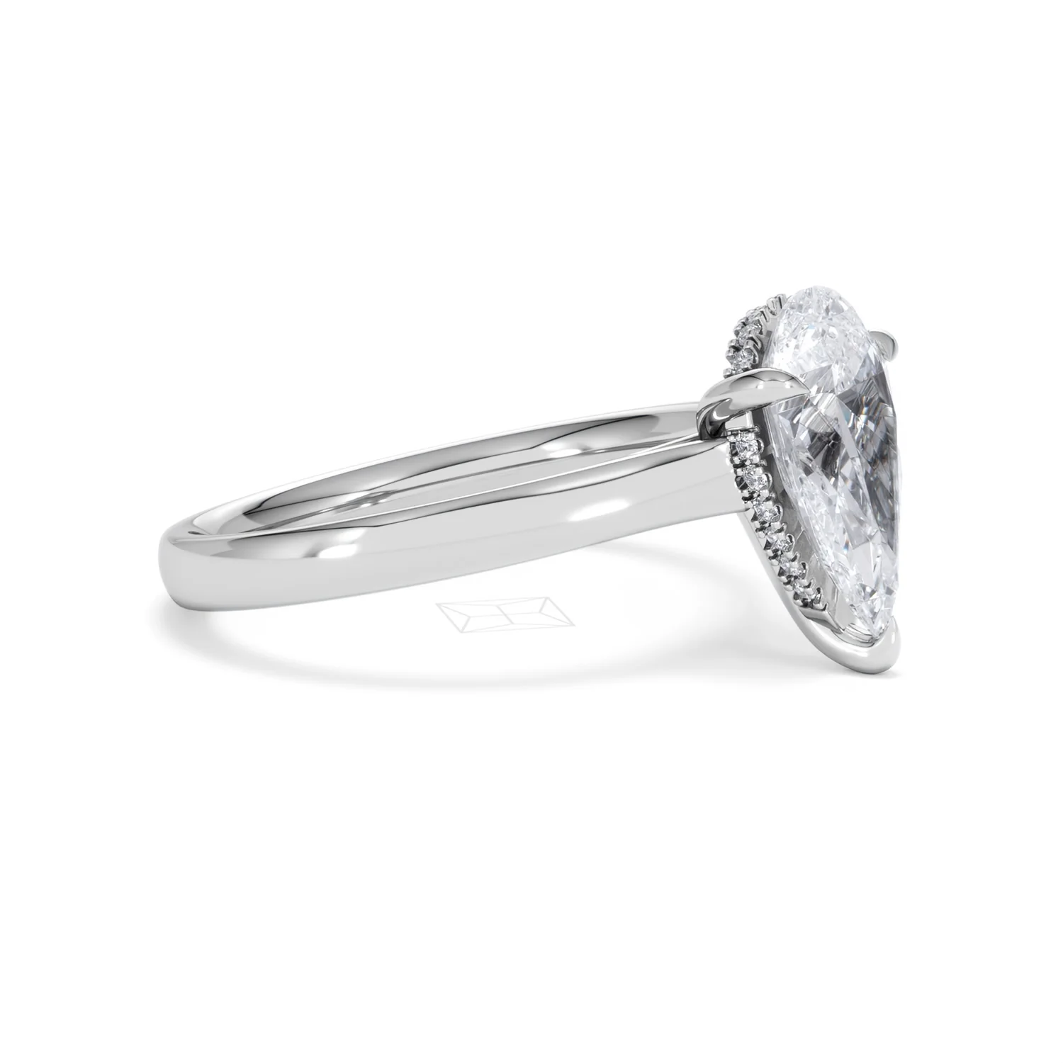 Amora Pear 2.09ct Hidden Halo Lab Diamond Engagement Ring F/VS Set in 18K White Gold - Image 21