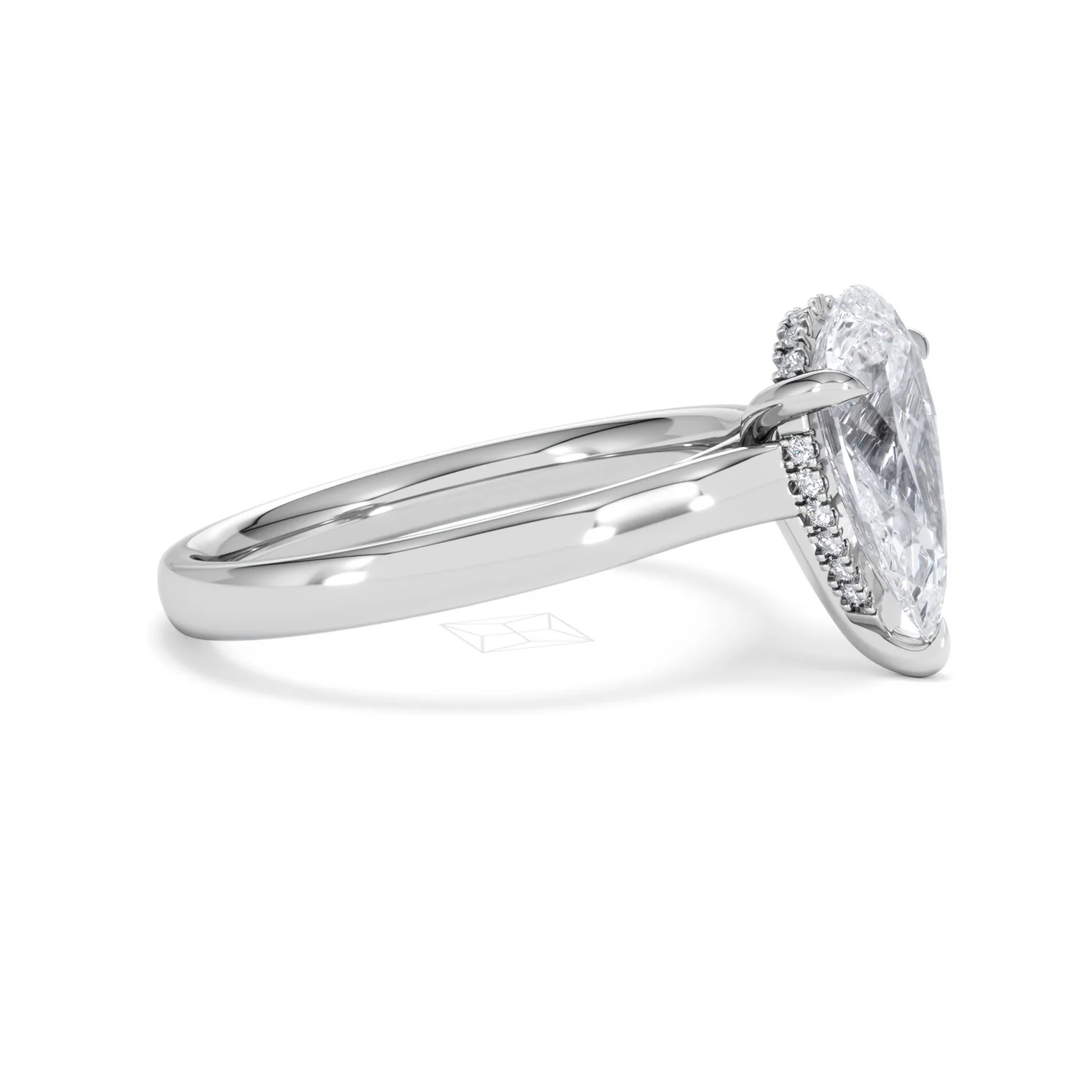 Amora Pear 2.09ct Hidden Halo Lab Diamond Engagement Ring F/VS Set in 18K White Gold - Image 23