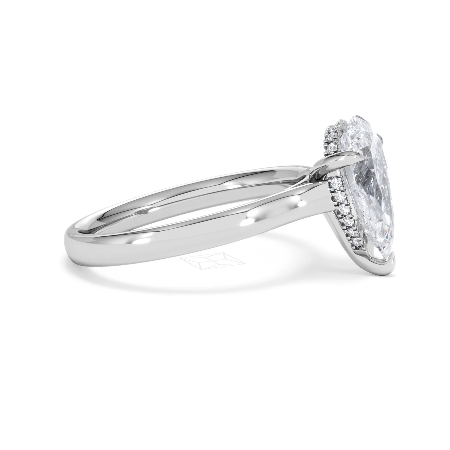 Amora Pear 2.09ct Hidden Halo Lab Diamond Engagement Ring F/VS Set in 18K White Gold - Image 24