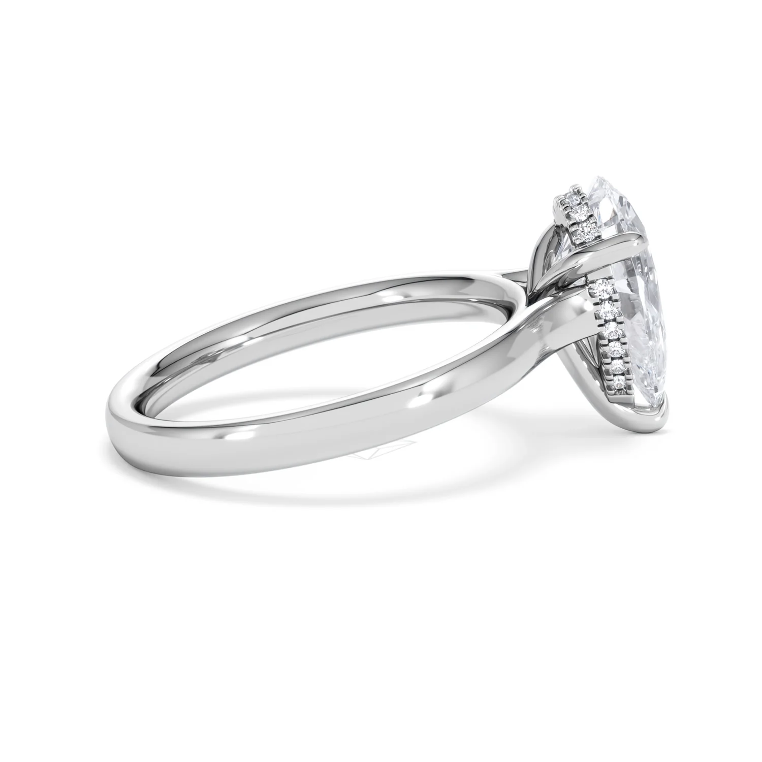Amora Pear 2.09ct Hidden Halo Lab Diamond Engagement Ring F/VS Set in 18K White Gold - Image 30